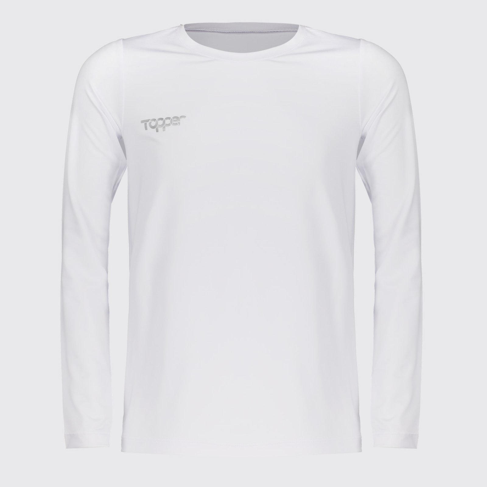 Camisa Térmica Topper Classic Manga Longa Juvenil Branca e Cinza