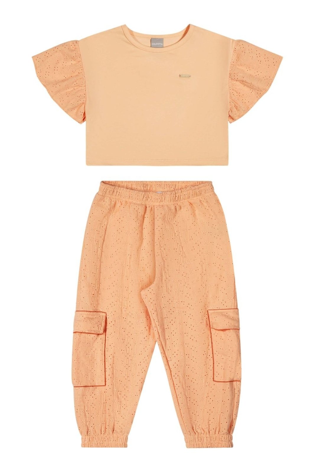 Vista 2 Infantil - Conjunto Menina Tecido Laise Colorittá laranja Colorittá laranja