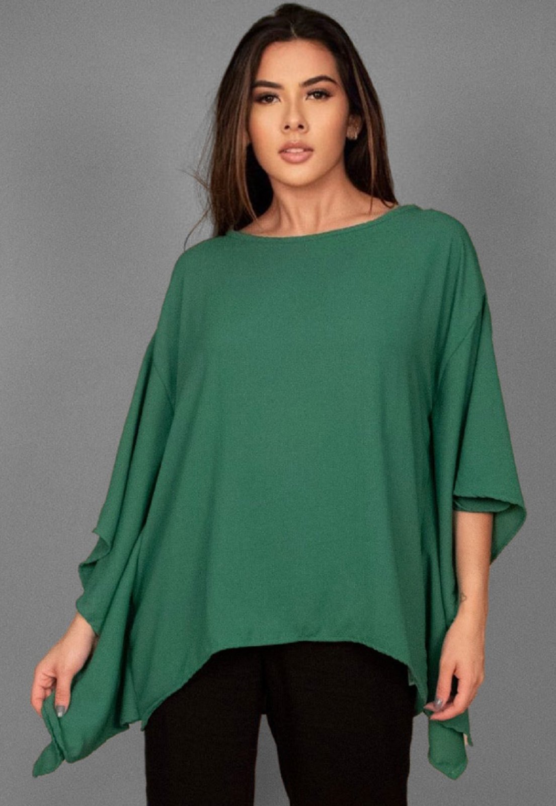 Blusa Poncho Baguari Amplo Verde Esmeralda