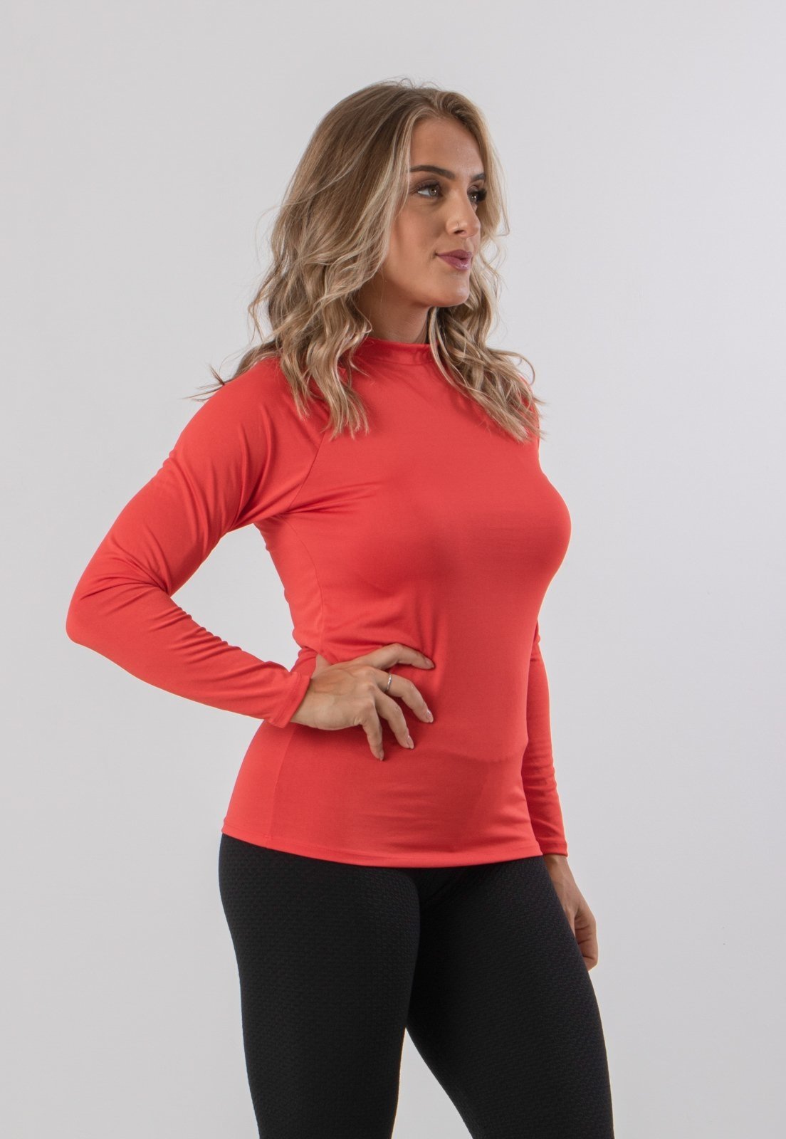 Vista 3 Camisa Térmica Diluxo Blusa Segunda Pele Proteção UV Vermelha vermelho Diluxo vermelho