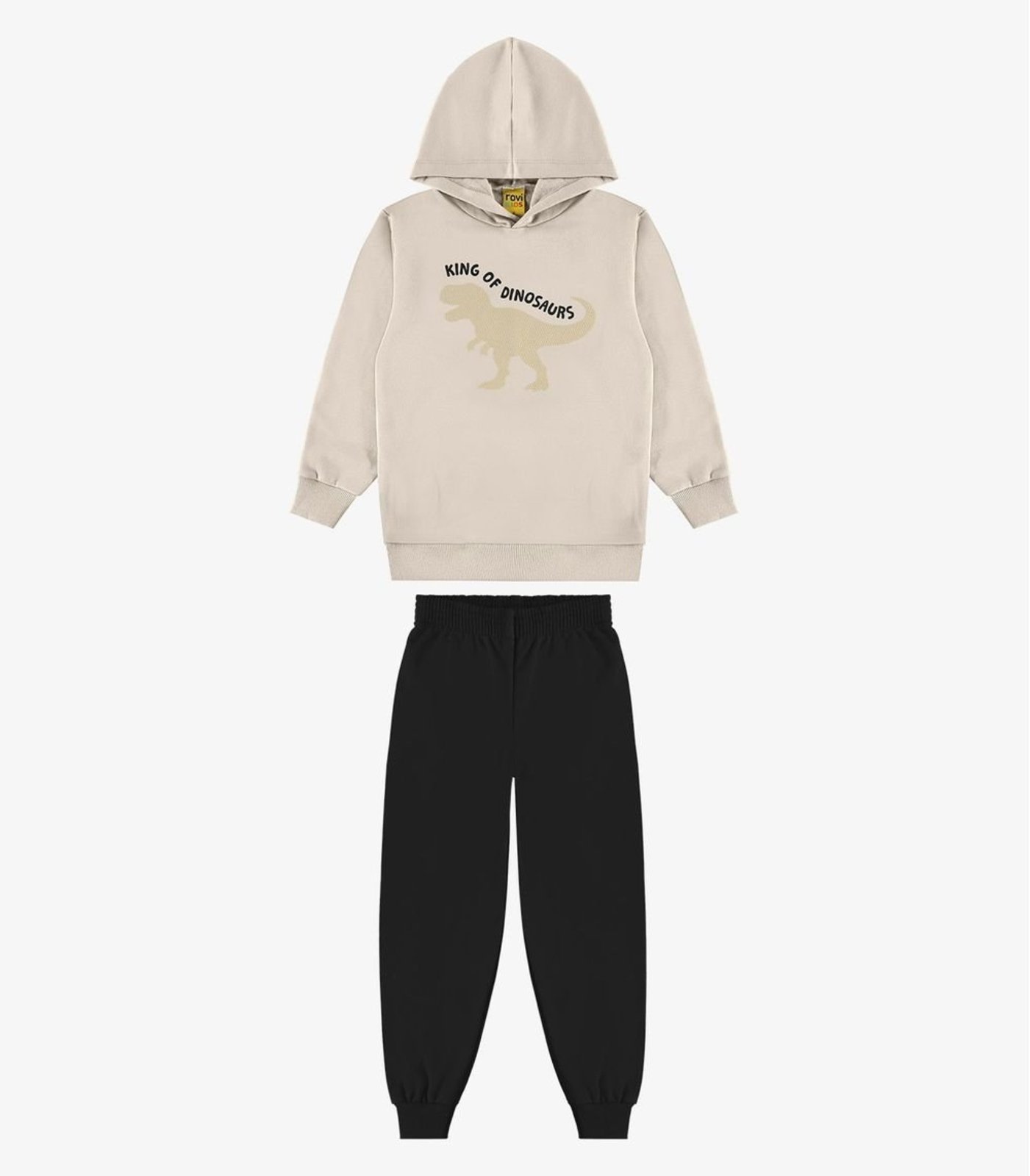 Infantil - Conjunto Blusão com Capuz Calça Moletom Rovi Bege