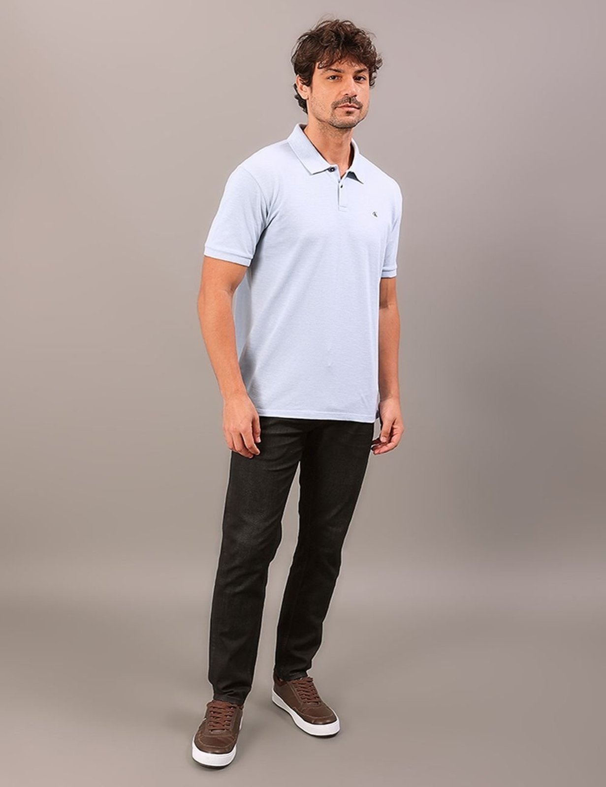 Polo Manga Curta Calvin Klein Jeans Regular Piquet Núvola - Azul Calvin Klein Jeans