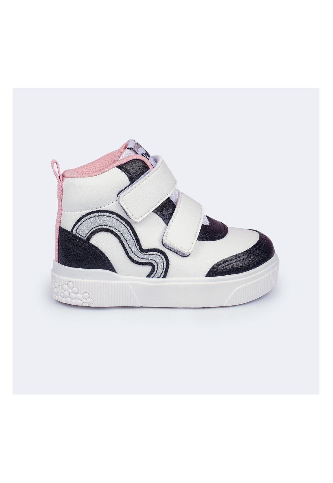 Infantil - Tênis Cano Médio Feminino Pampili Yumi Branco e Preto Pampili 23 Branco