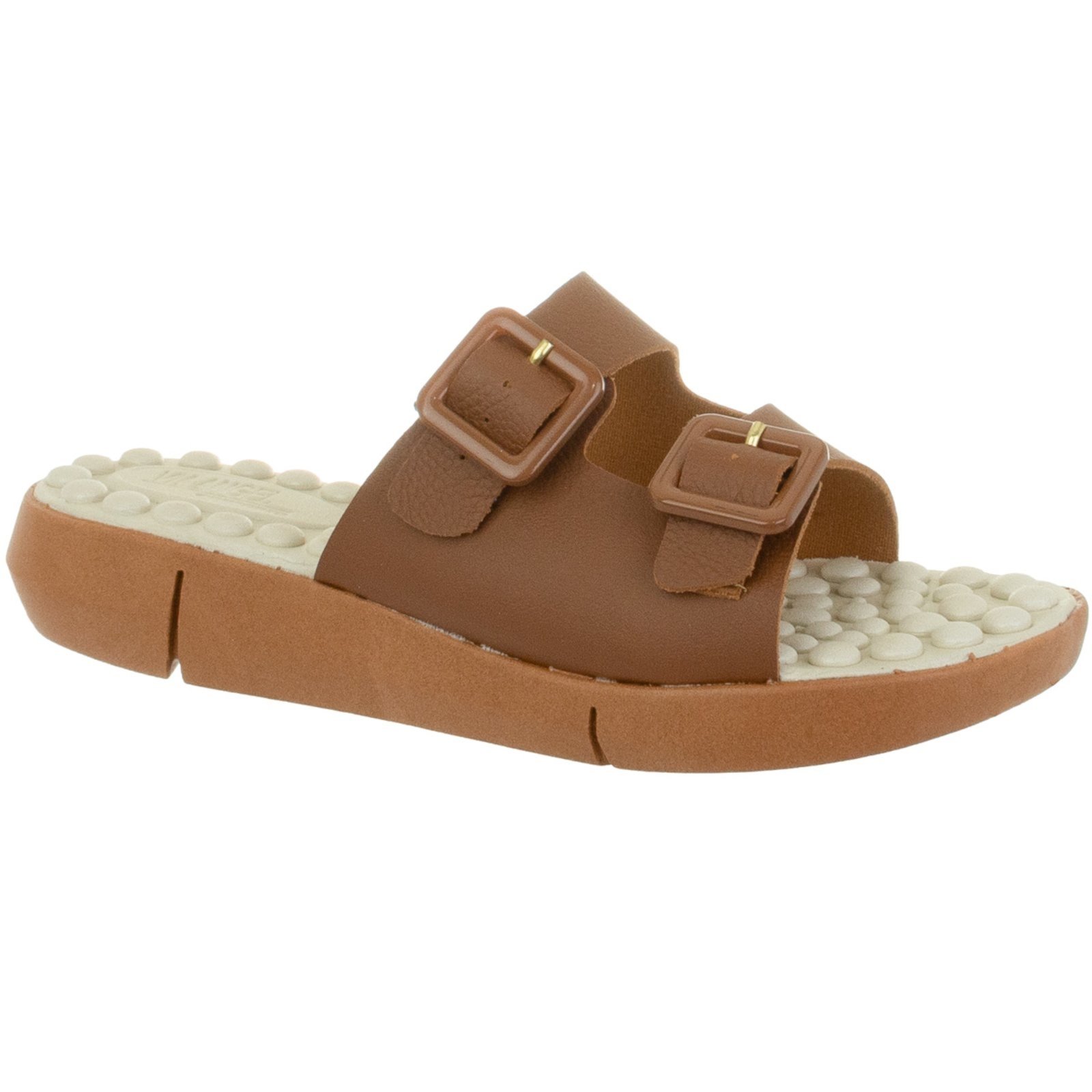 Chinelo Feminino Massageador Ortopédico Esporão Macio Conforto Via Angel 56.02 Caramelo