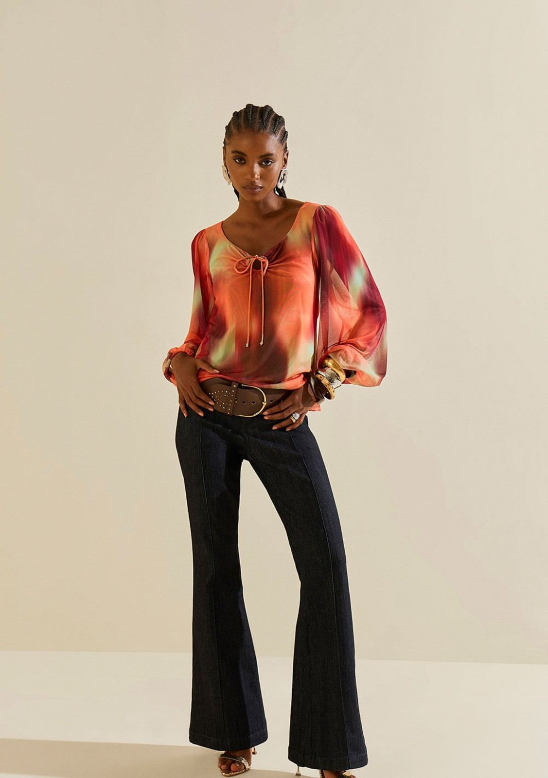 Calça Morena Rosa Boot Cut Alta Azul