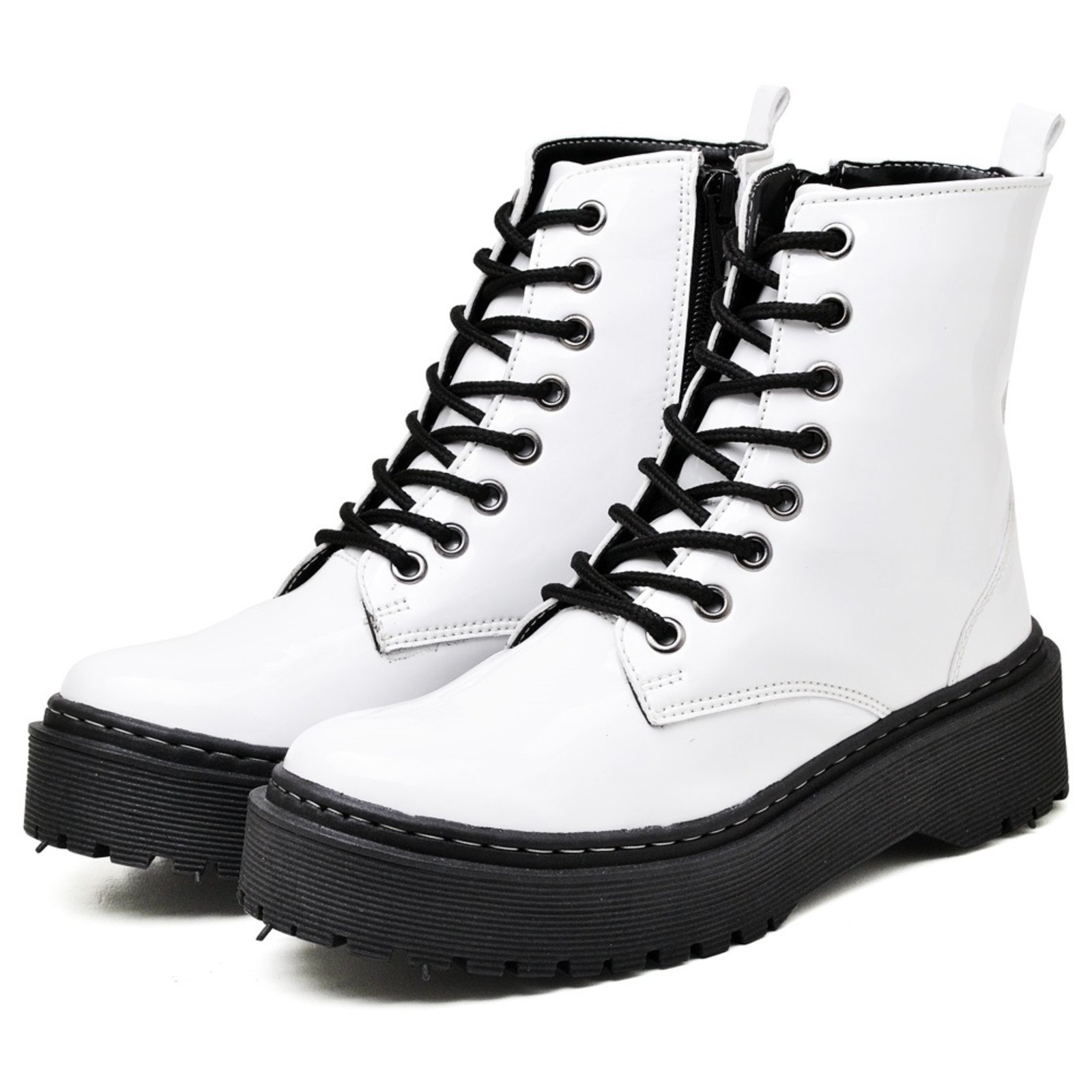 Bota Coturno Feminina Tratorada Verniz DUBUY 1105FG Branco