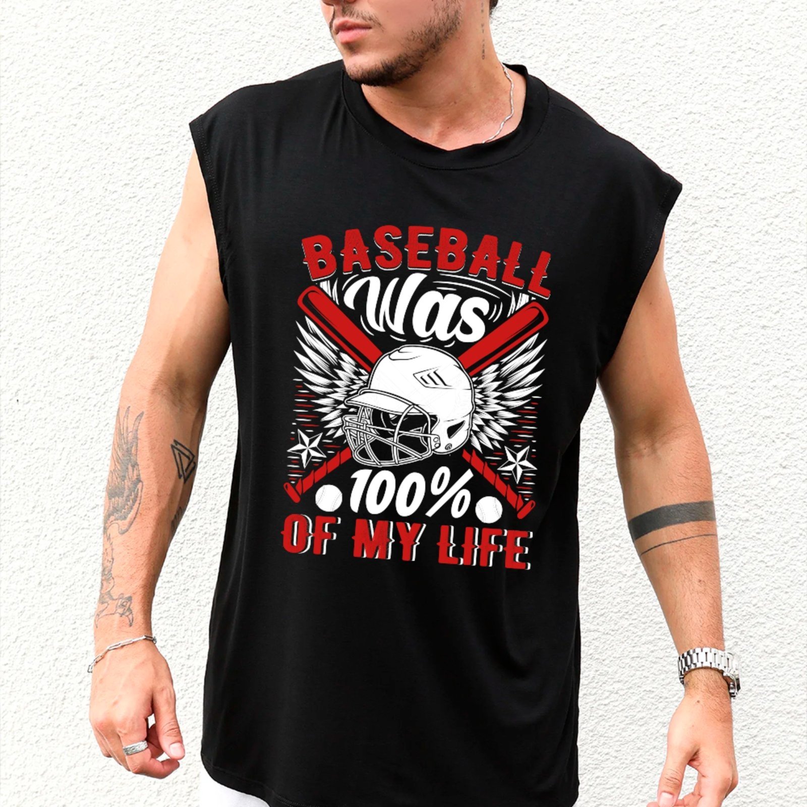 Camiseta Regata Machão Ousy Baseball Was My Life Oversized Masculina Preto