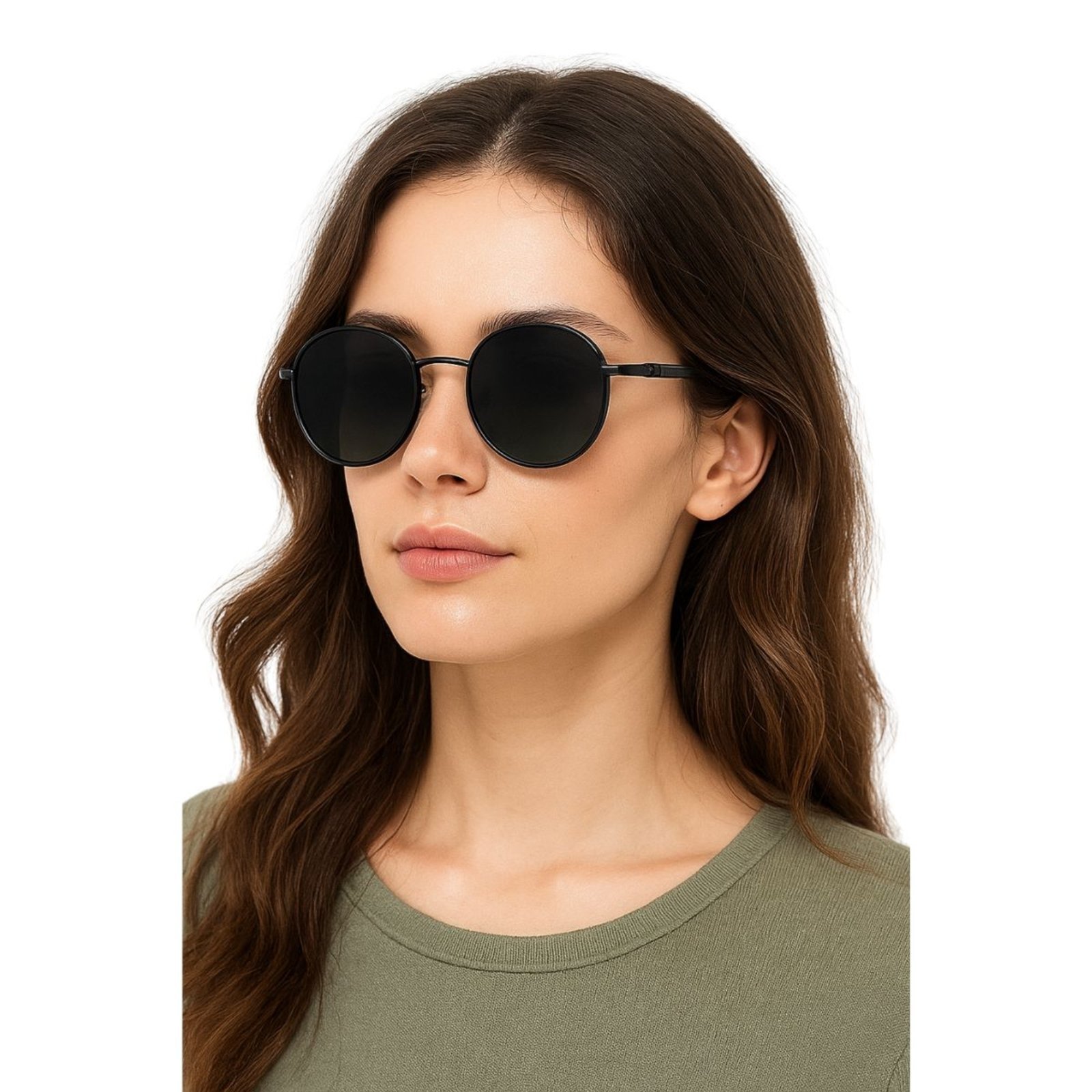 Óculos de Sol Redondo Preto Vintage Premium UV400