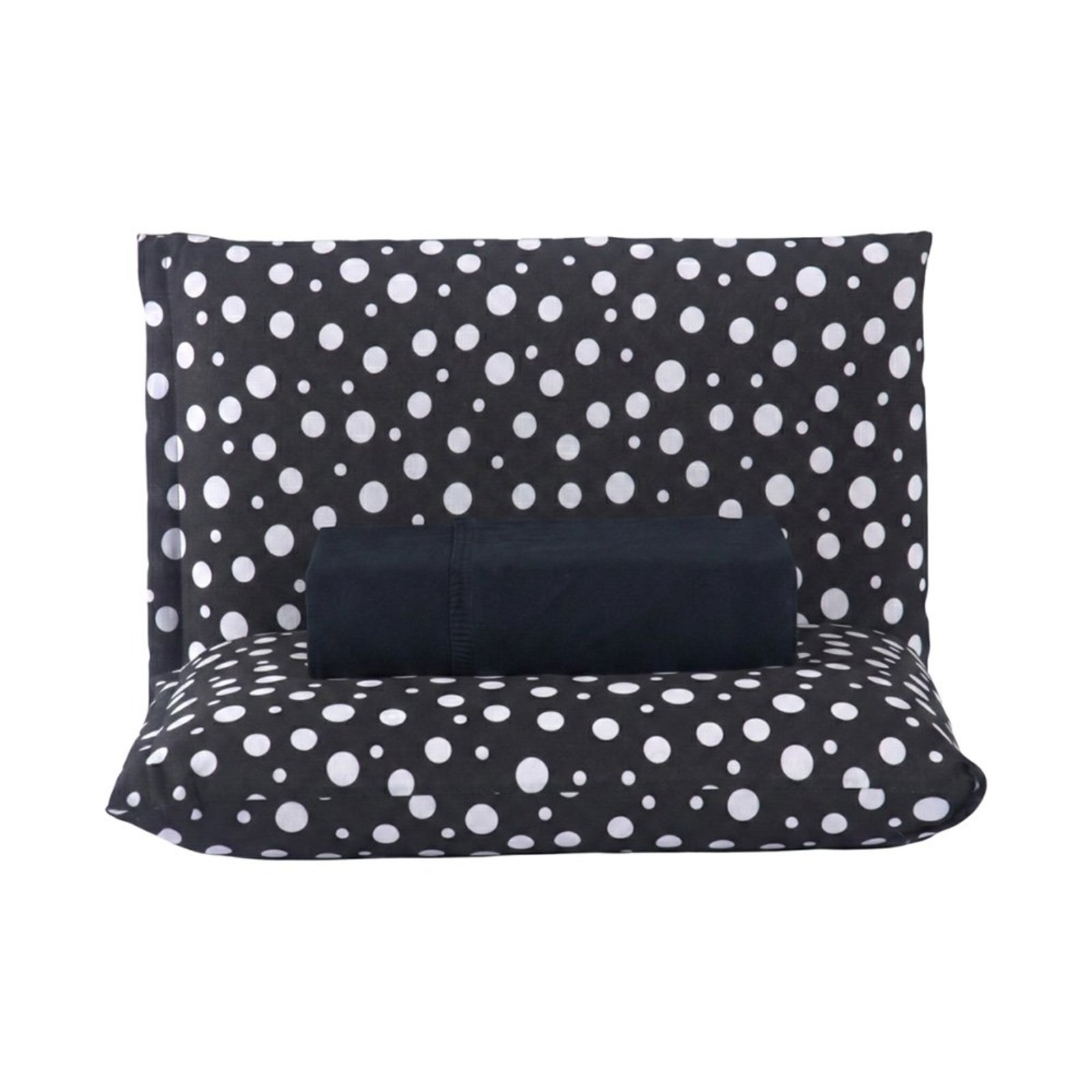 Jogo de Cama Lençol Solteiro Poá 100% Algodão Preto Estampado Bolinha Toque Macio 2 Peças