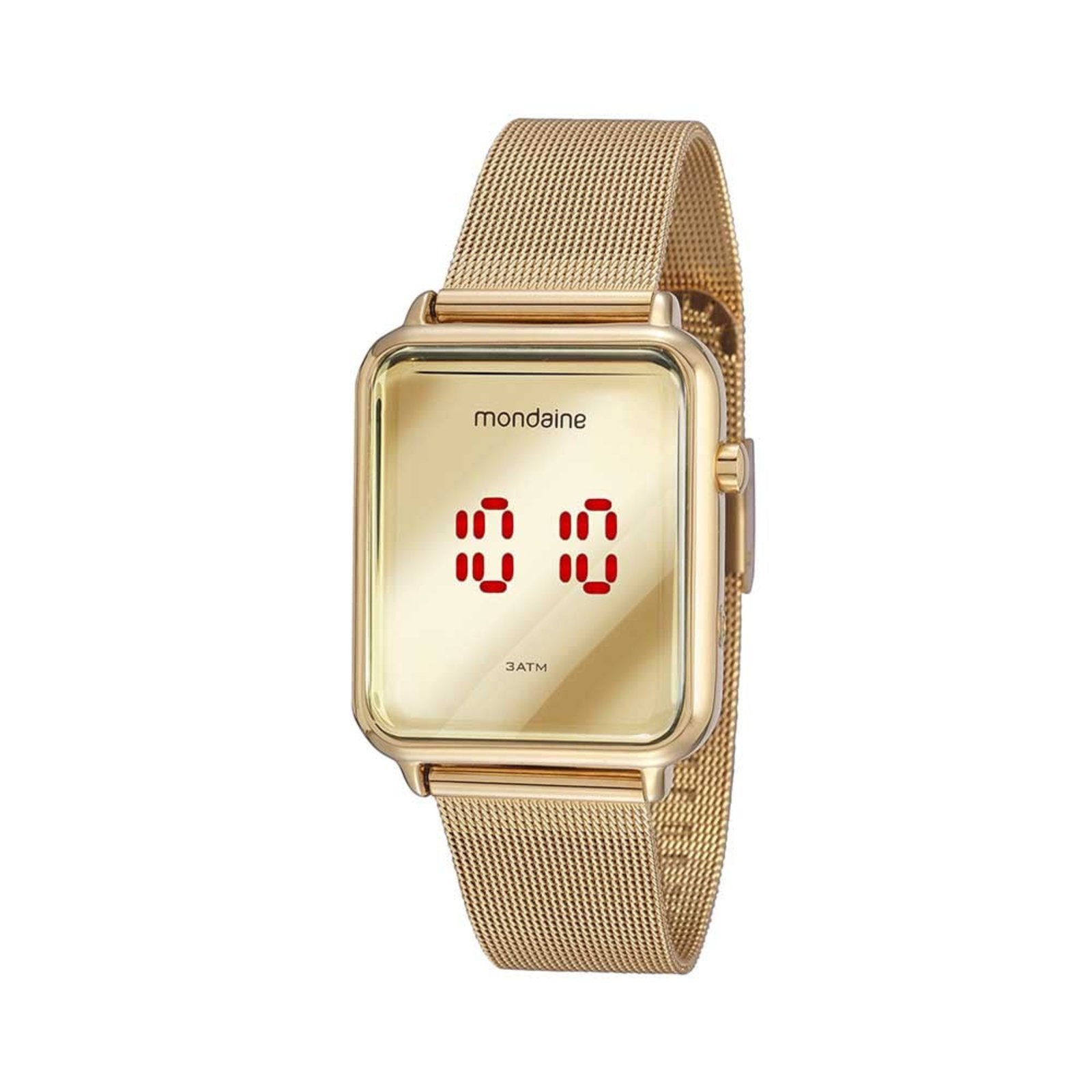 Relógio Feminino Digital Malha de Aço Dourado Mondaine
