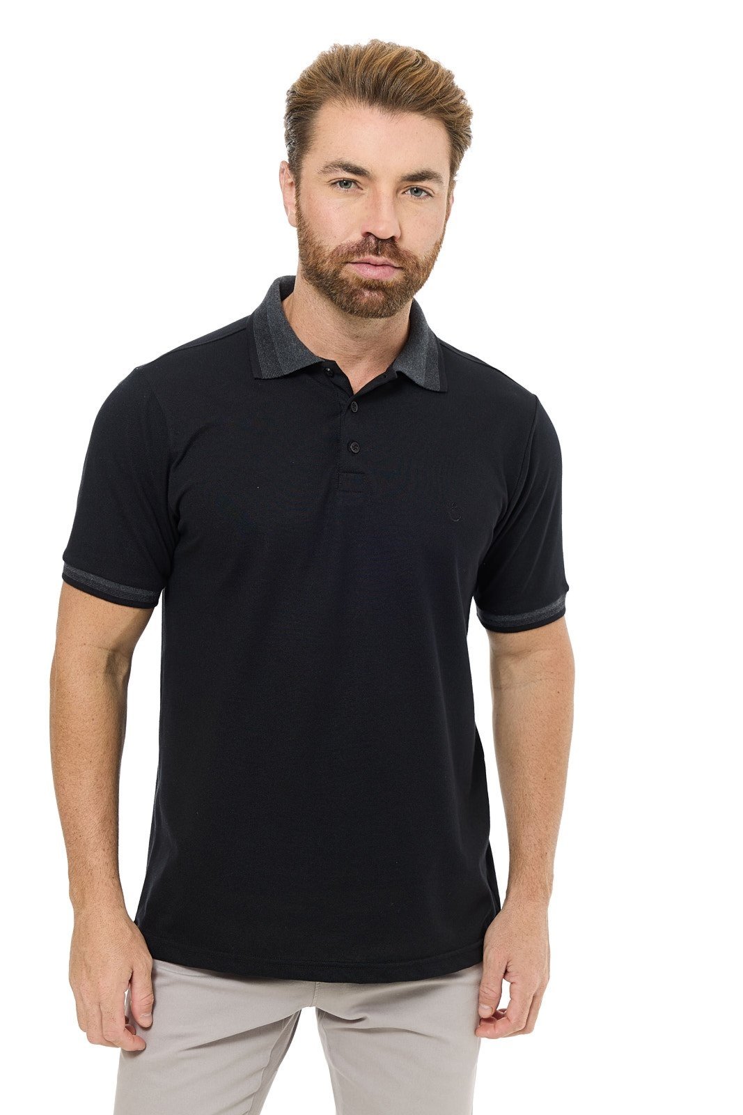 Camisa Gola Polo Olimpo Piquet Preta