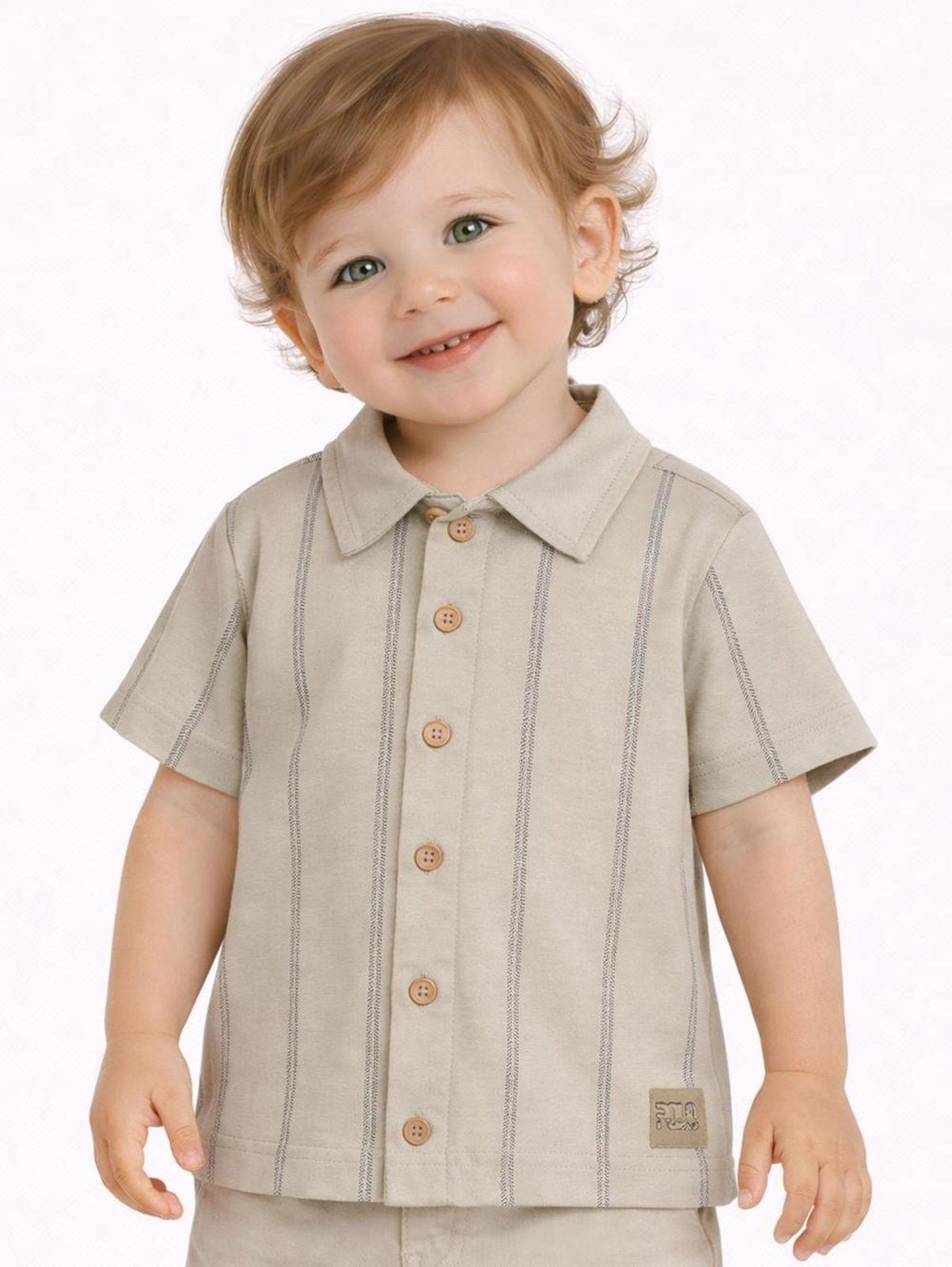 Infantil - Camisa Listrada Para Menino - BEGE