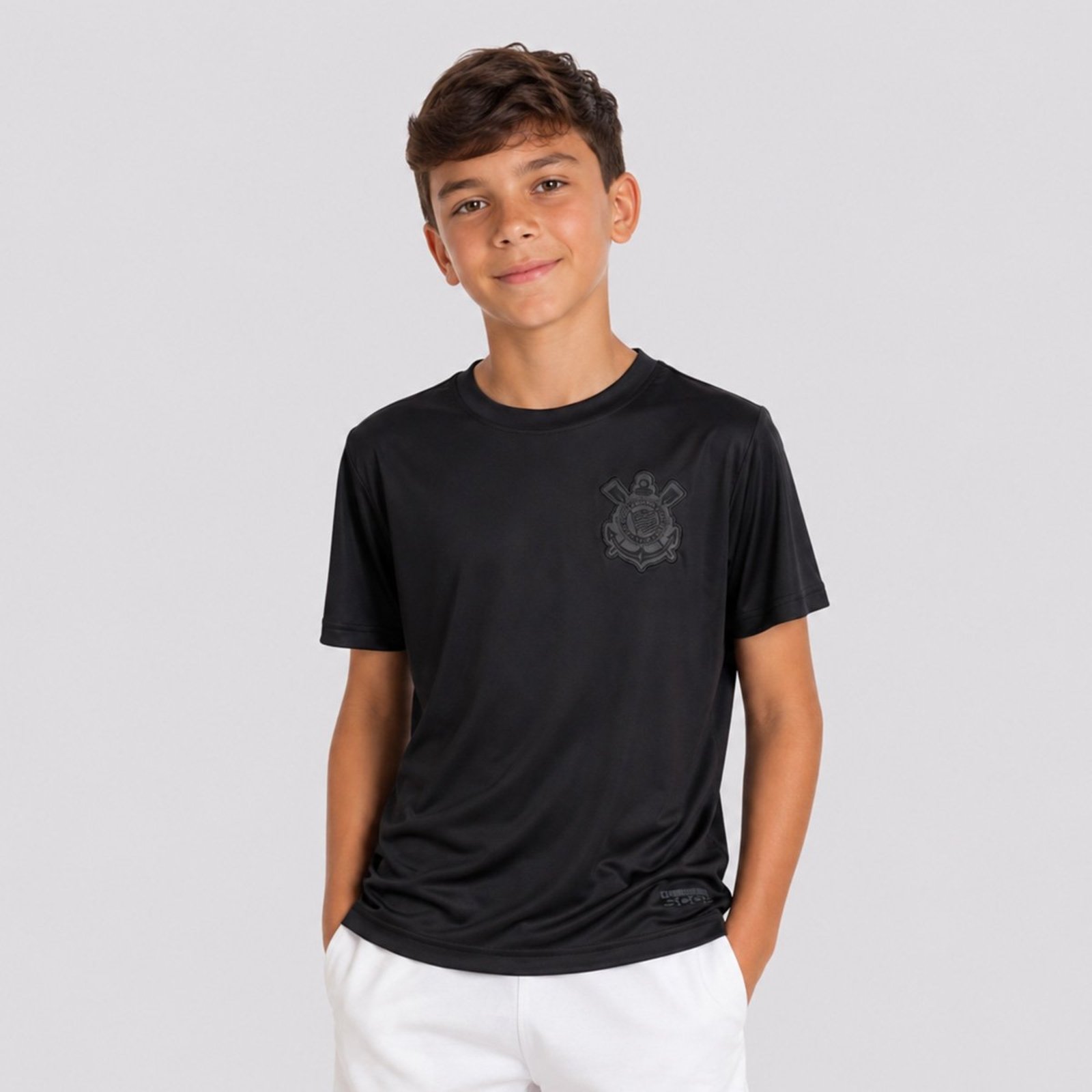 Camisa Corinthians Brasão Juvenil All Black