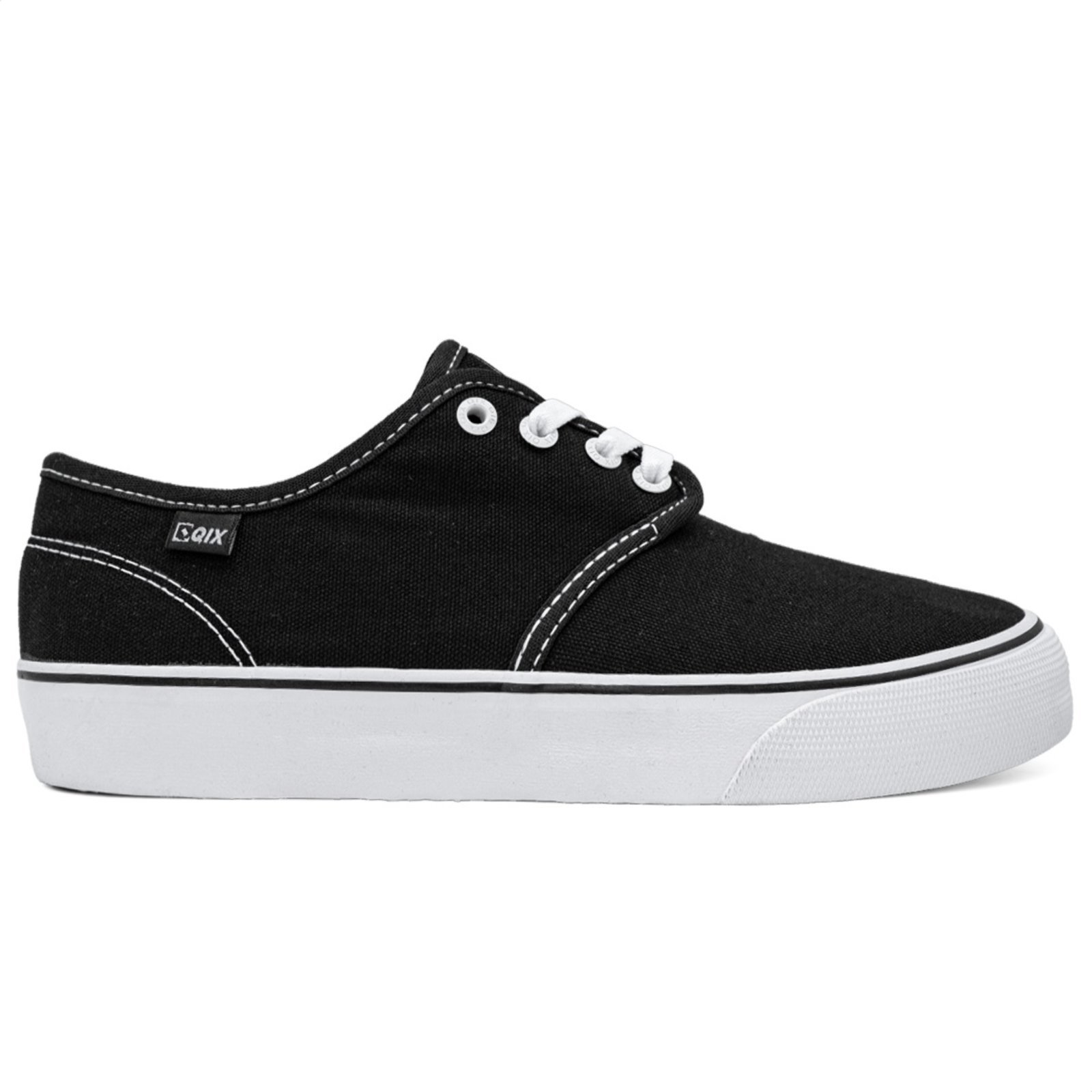 Vista 2 Tênis Qix NB Vulcanizado White Line Unissex Preto Branco preto white Qix preto white