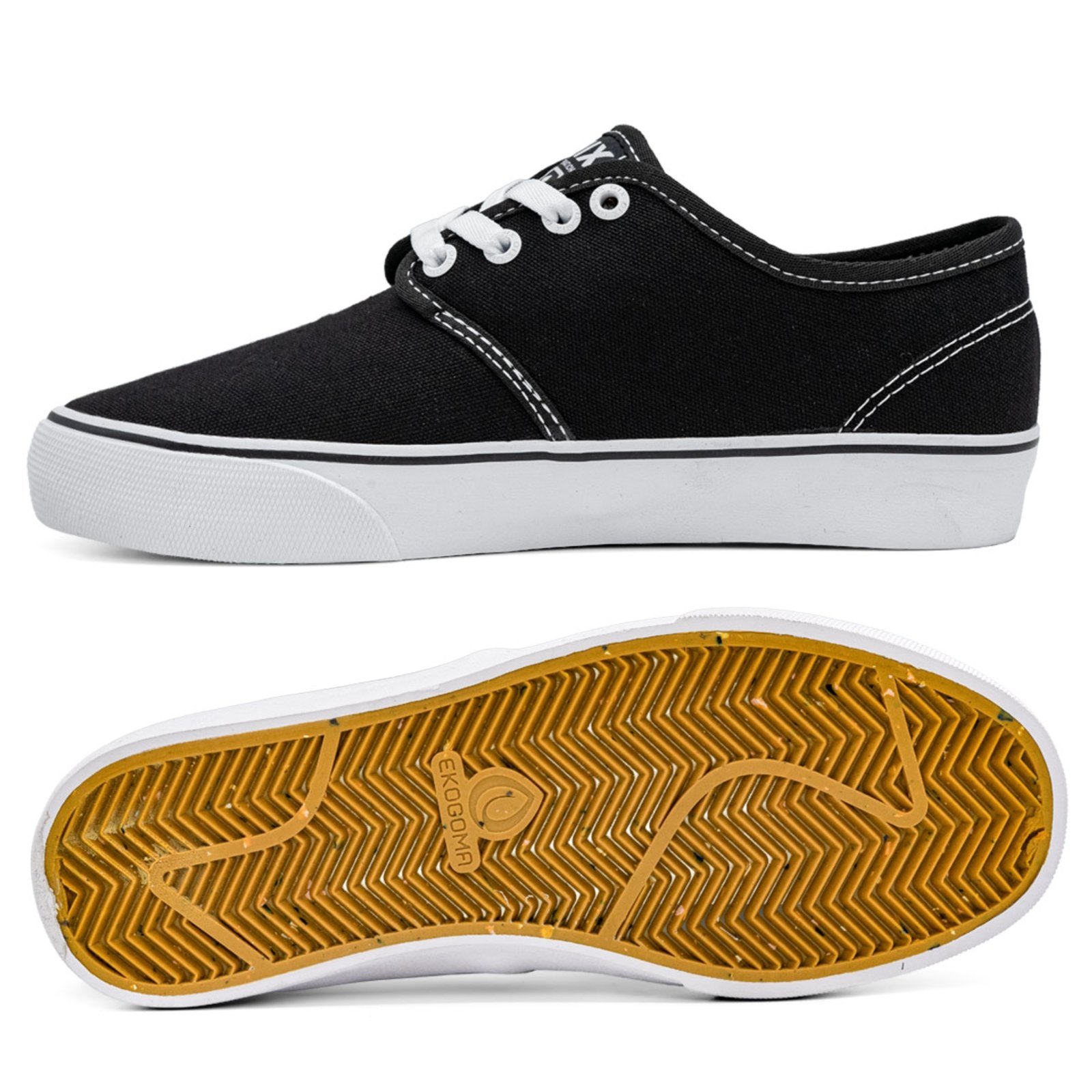 Vista 3 Tênis Qix NB Vulcanizado White Line Unissex Preto Branco preto white Qix preto white