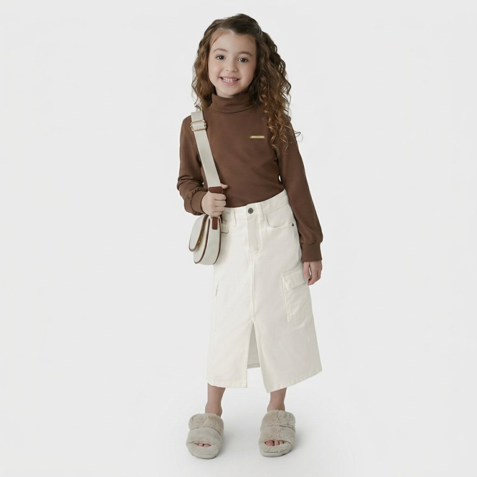 Infantil - Blusa Menina Gola Alta Em Malha Algodão - Carinhoso
