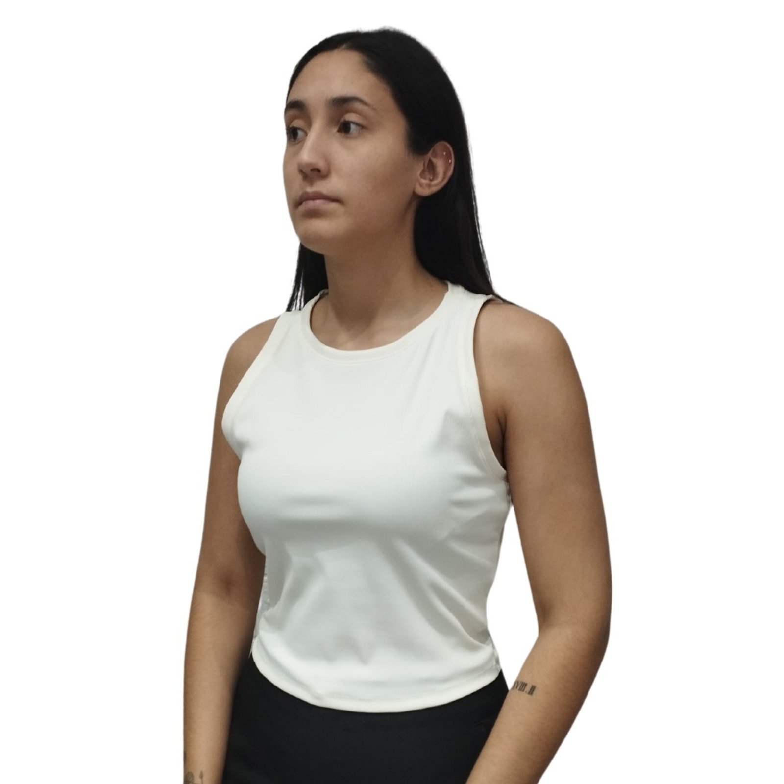 Top Cropped Justo Malha Canelada Flor De Lis