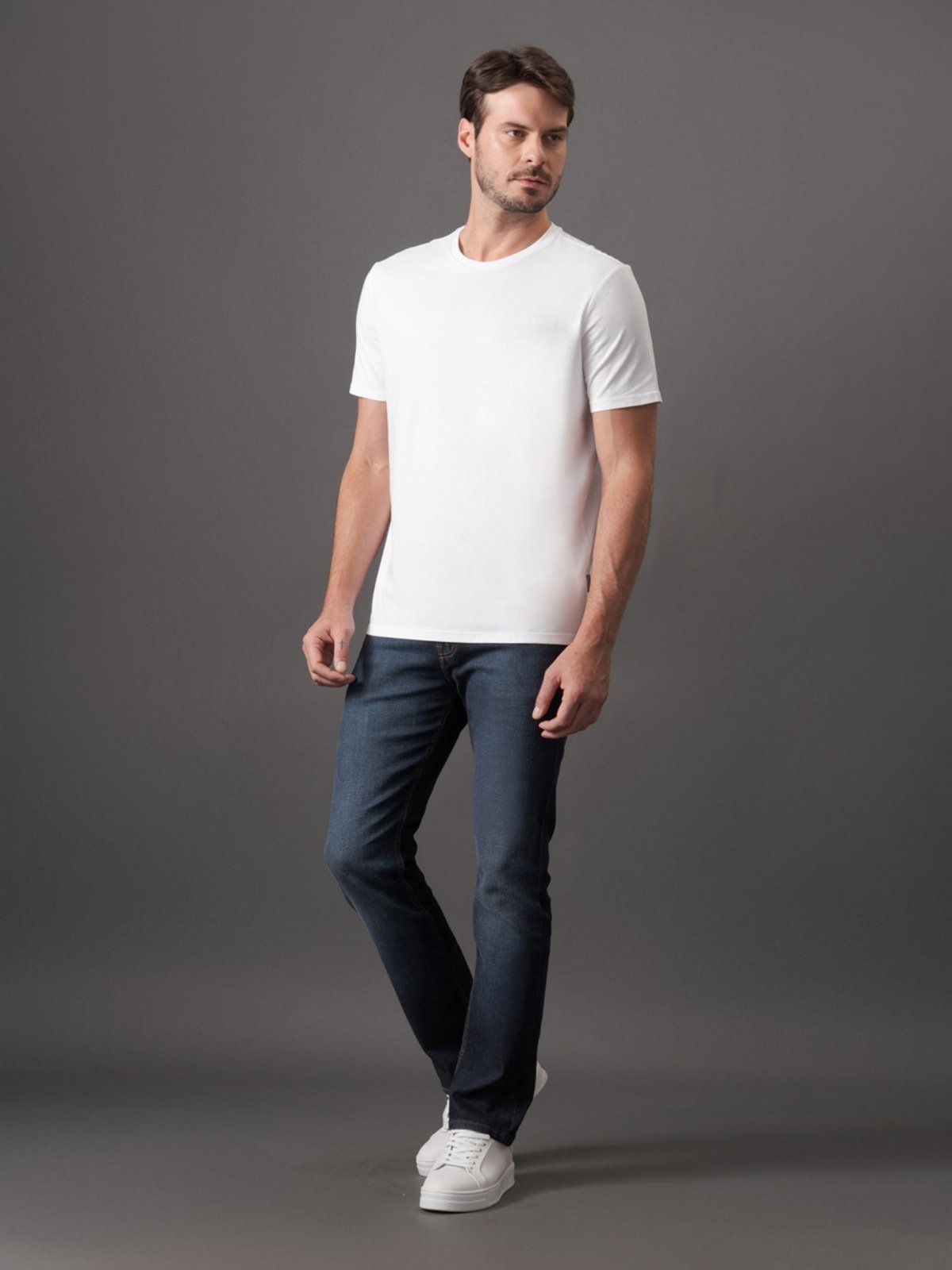 Camiseta Masculina Gola Careca Solid Liquid - Branco CKS Premium Label