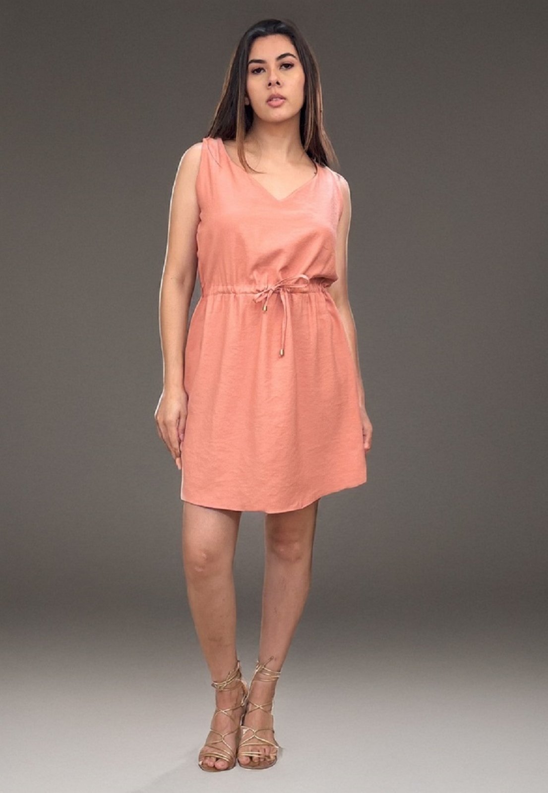 Vista 3 Vestido Plano Curto Rose Amazonia Vital rosê rose