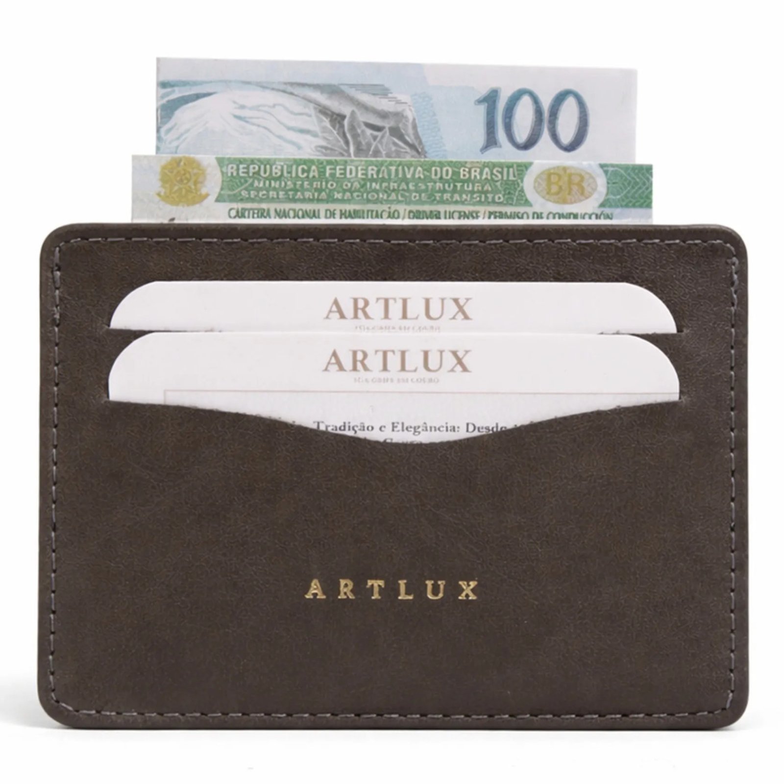 Porta Cartão e CNH em Couro Artlux 3062 Cinza