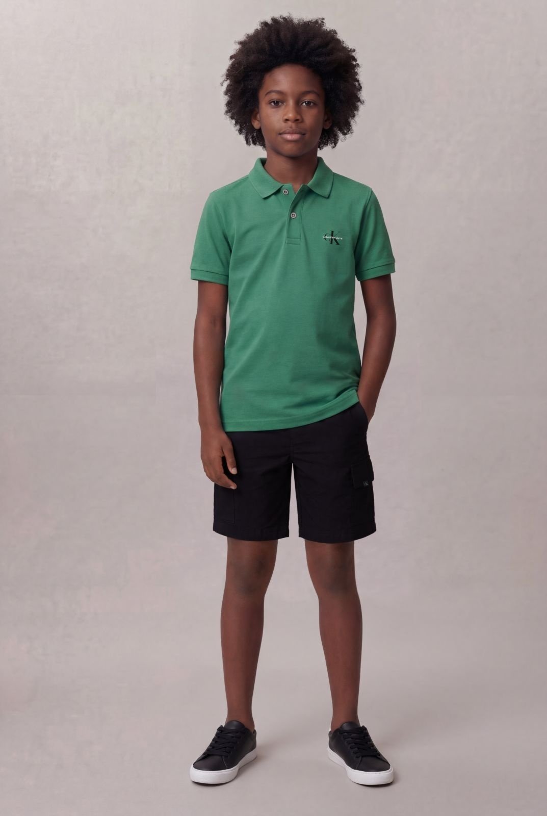 Infantil - Polo Manga Curta Calvin Klein Jeans Boy Logo Re Issue Peito - Verde Calvin Klein Jeans