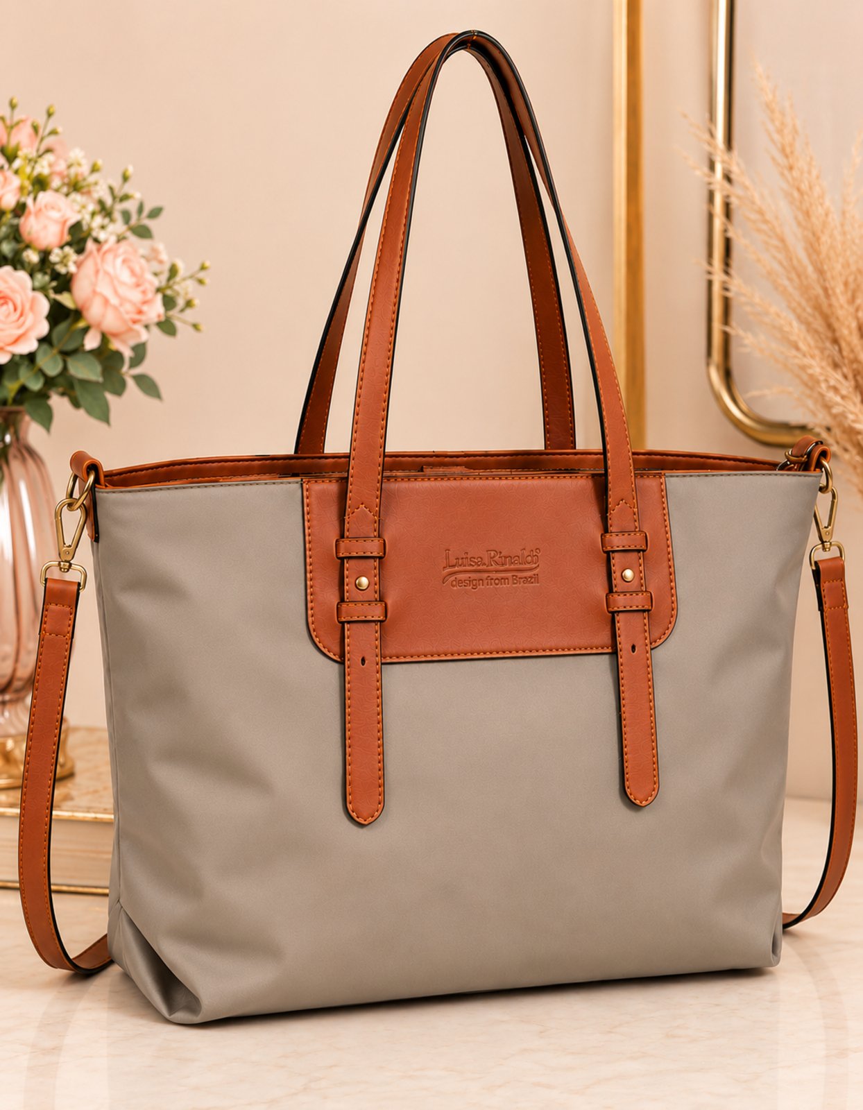 Bolsa Feminina Sacola Grande com Alça Transversal Faculdade Trabalho Elegante Casual