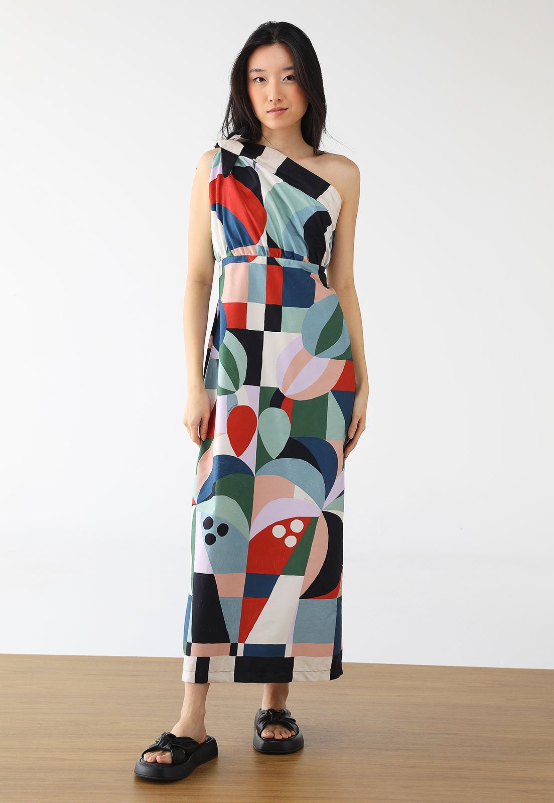 Vestido FARM Midi Recanto dos Coqueiros Verde