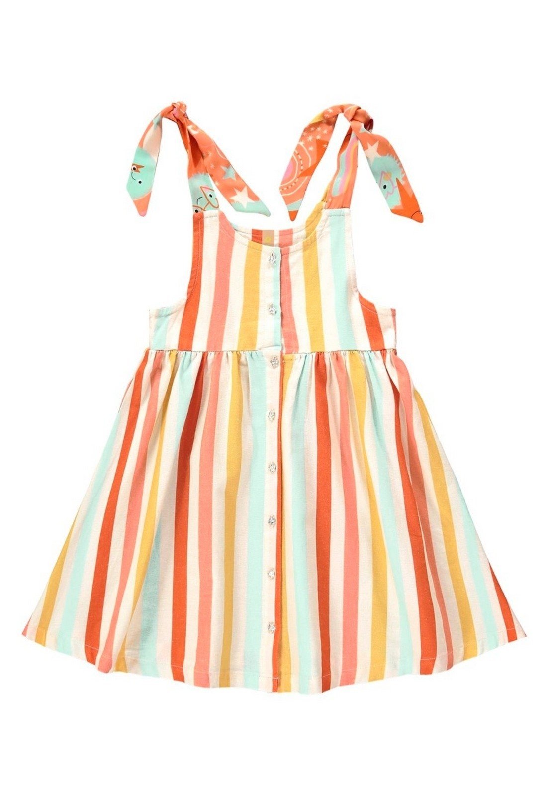 Vista 3 Infantil - Vestido em Viscolinho com Alças Interestelar Três e Já Off-White off-white white Três e Já off-white white