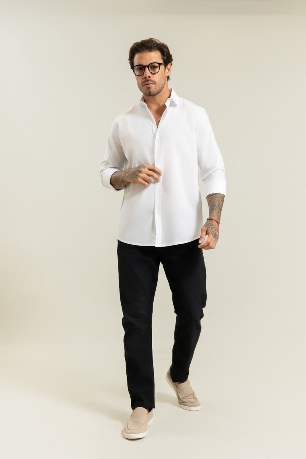 Camisa Social Manga Longa Masculina Color Branca Dialogo