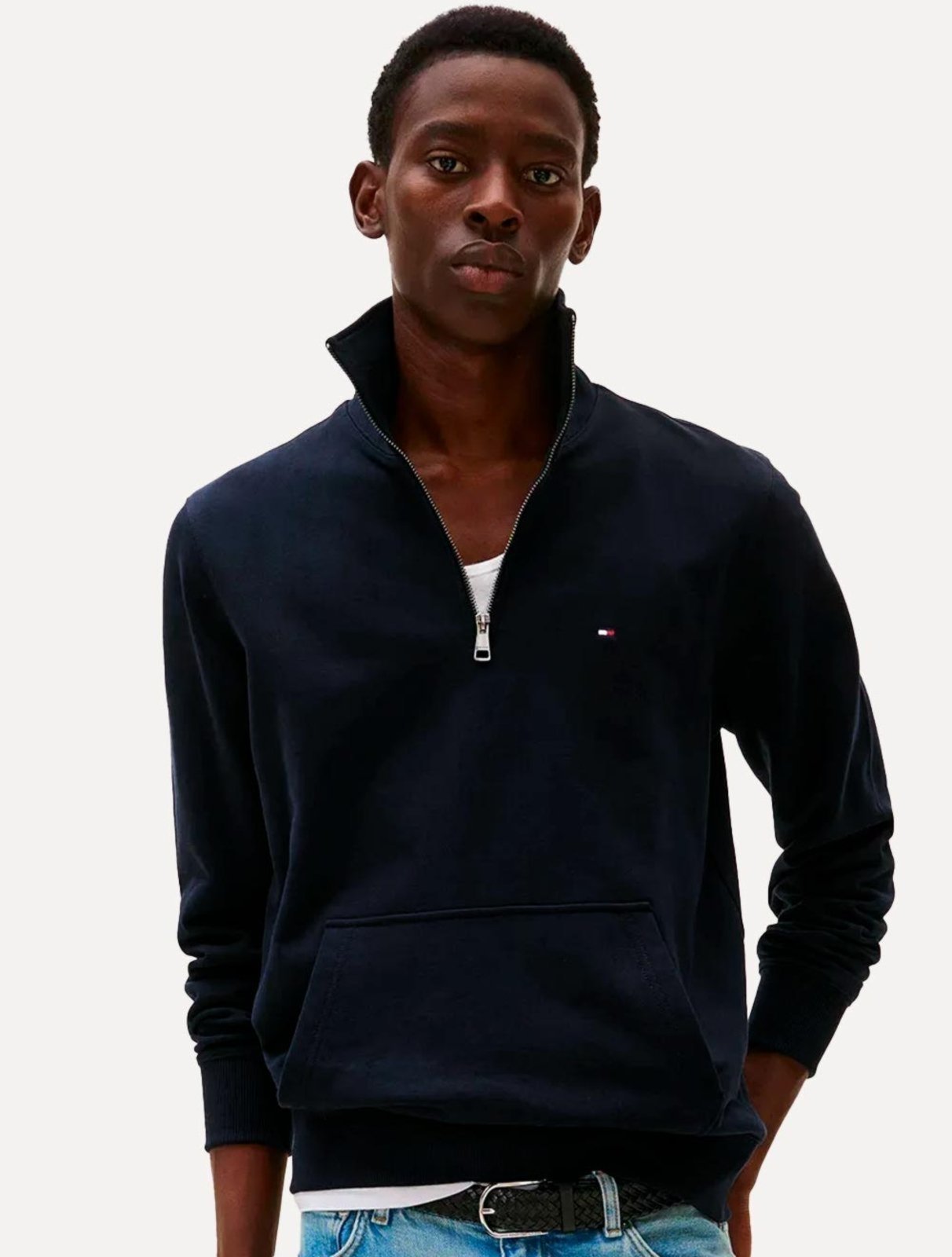 Moletom Tommy Hilfiger Masculino Essential Terry Half Zip Azul Marinho