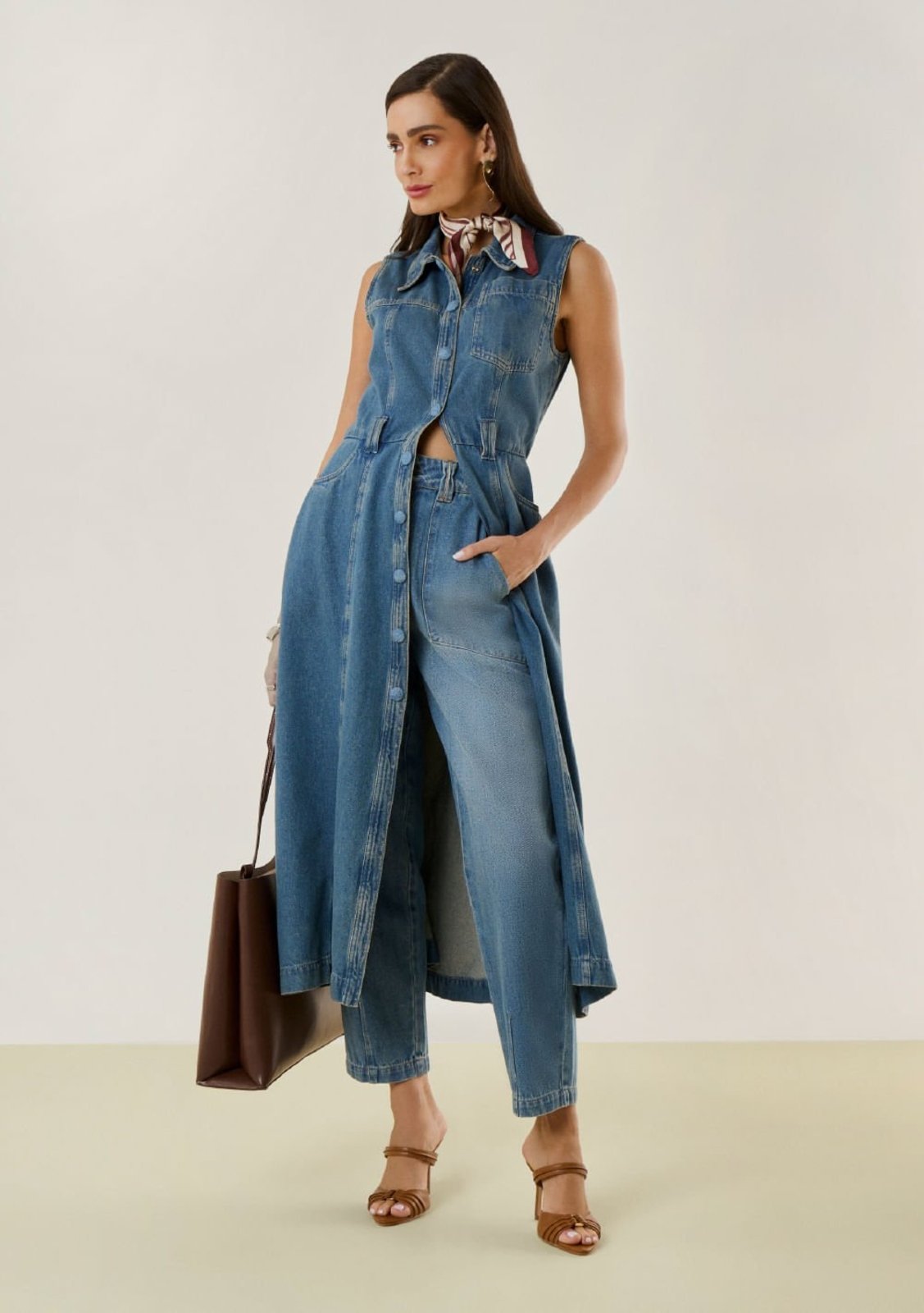 Calça Maria Valentina Cenoura Alta Azul