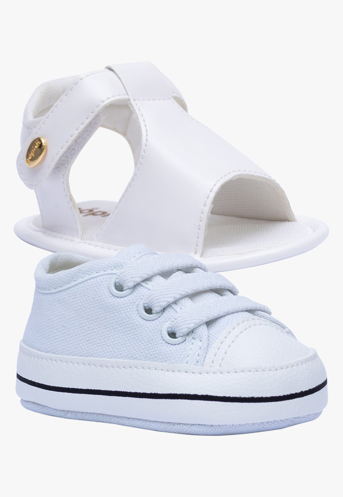 Infantil – Kit Tenis Star e Sandalia Pópidi Menina Recem Nascido Branco