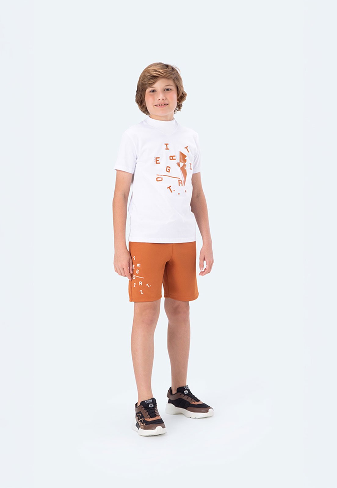 Infantil - Bermuda Tigor T Tigre Estampa Lateral Laranja