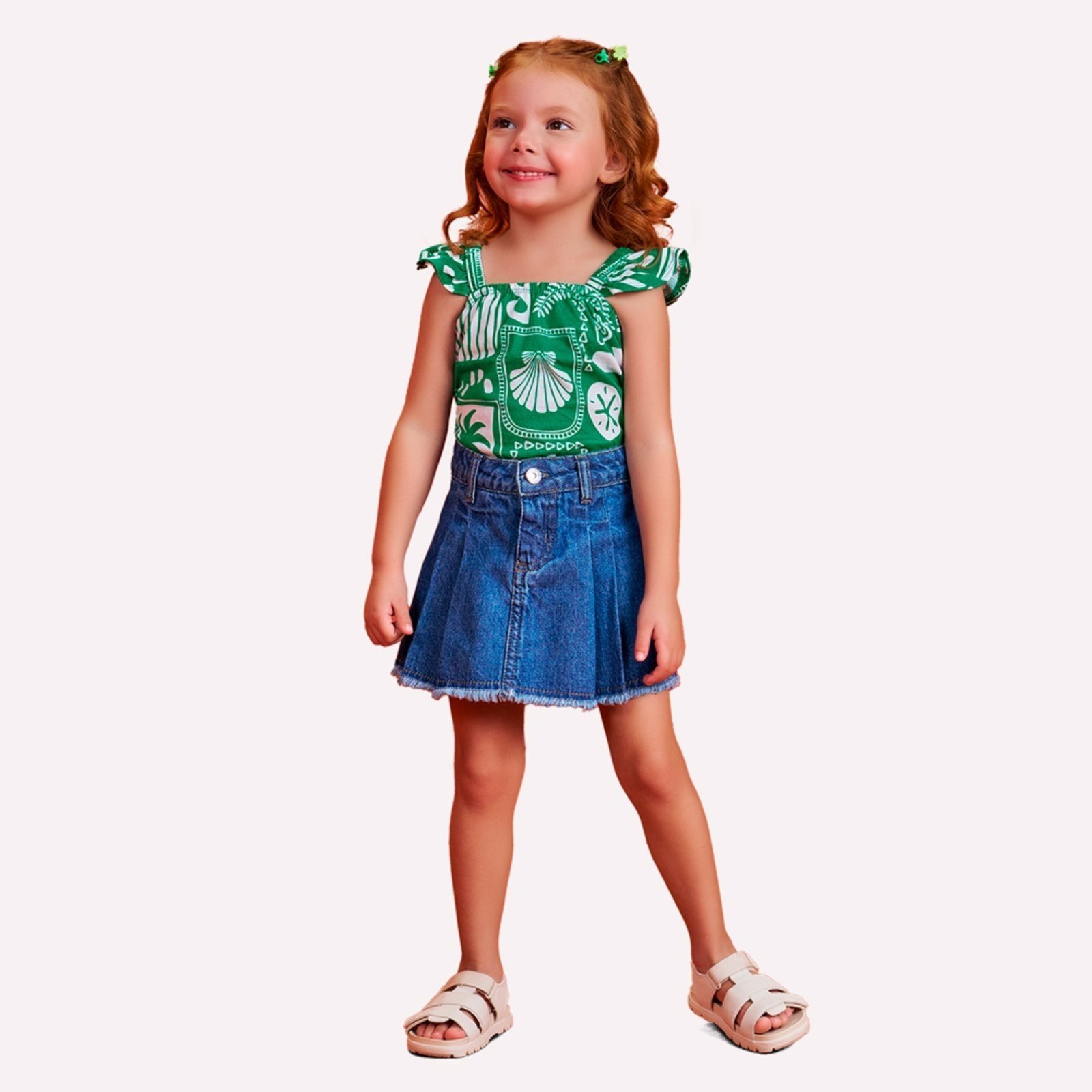 Infantil – Blusa Cropped Menina em Algodão Nanai