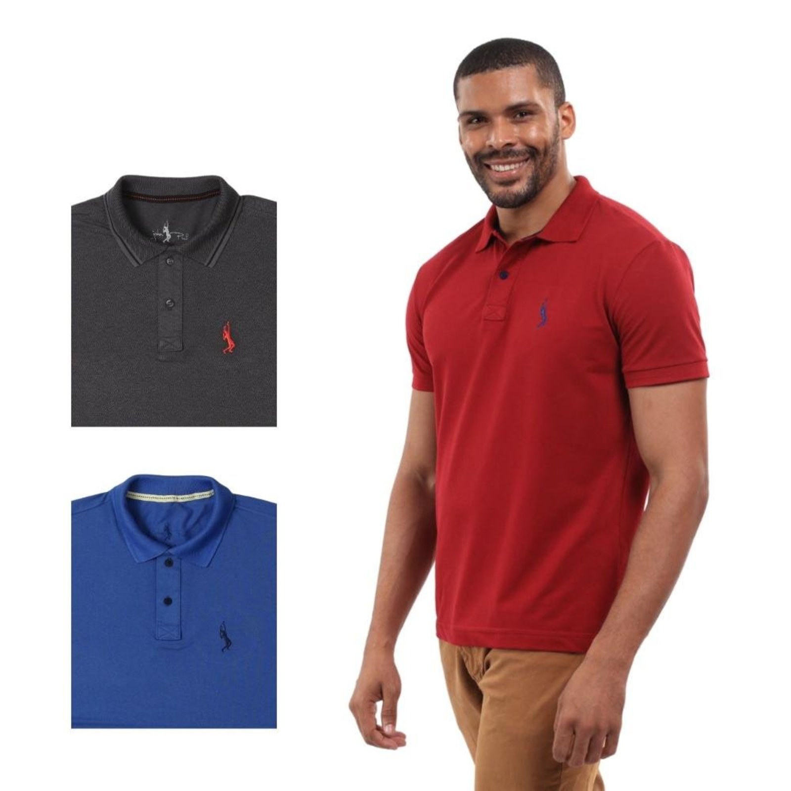 Kit 3 Camisa Polo Masculina Slim Piquet Algodão Ocasiões