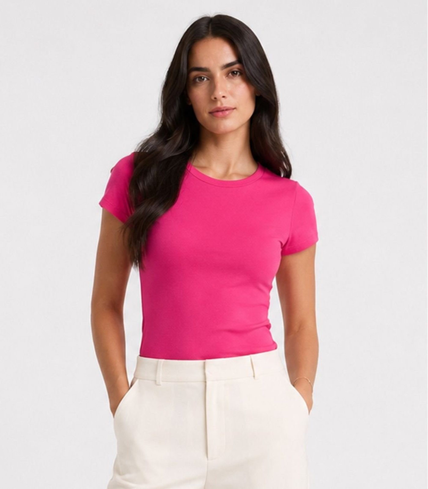 Blusa Feminina Básica Algodão Infinita Cor Rosa