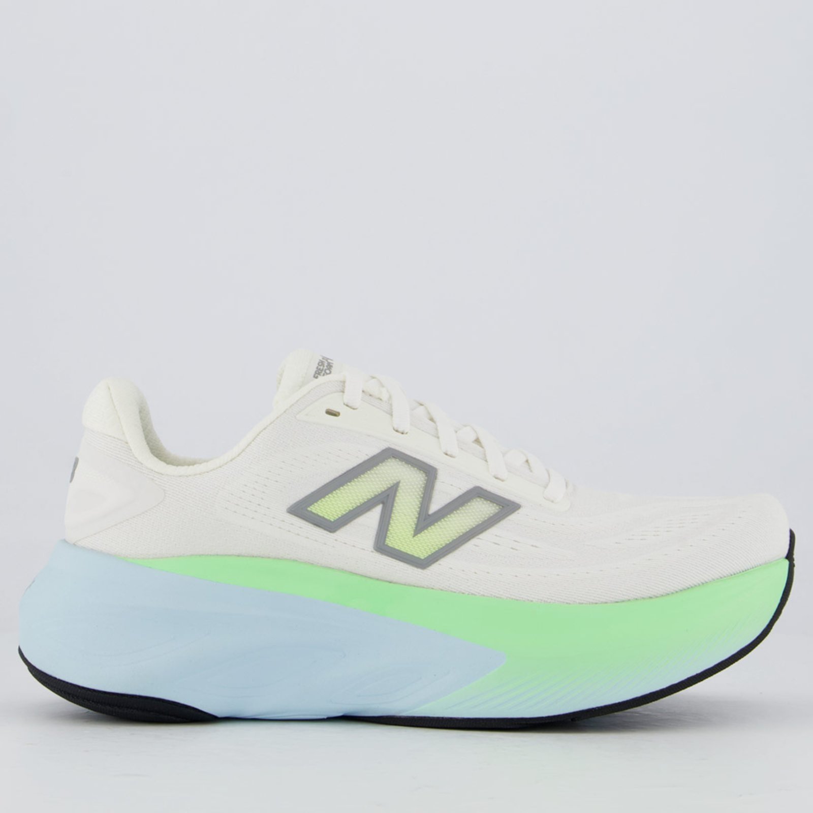Vista 2 Tênis New Balance Fresh Foam X More V6 Feminino Off White e Verde branco white New Balance branco white