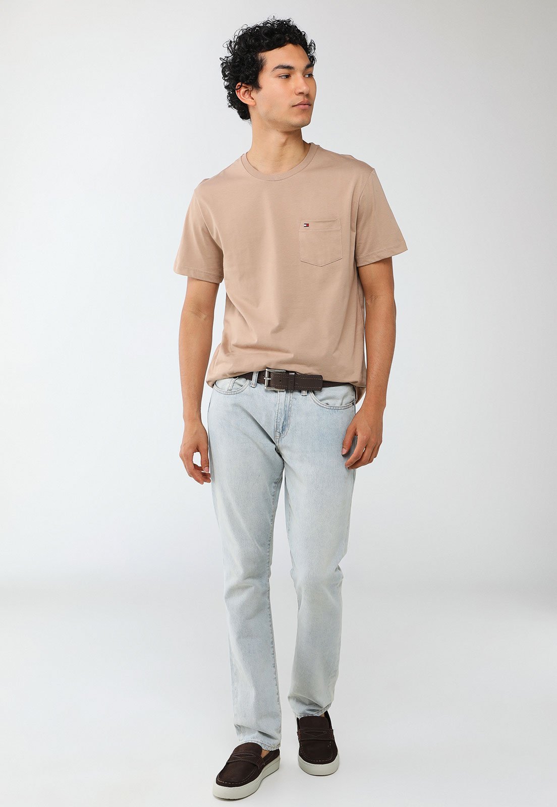 Vista 3 Camiseta Masculina Tommy Hilfiger Essential Bolso bege Tommy Hilfiger bege
