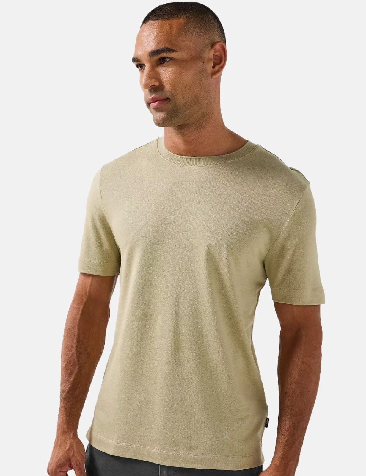 Camiseta Hugo Boss Masculina Regular H-Thompson 205 Cáqui Médio