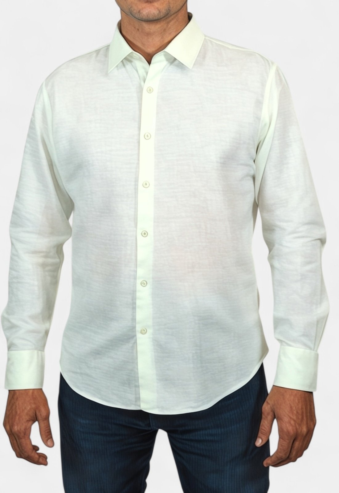 Camisa Areia Branca Yacht Linho Verde