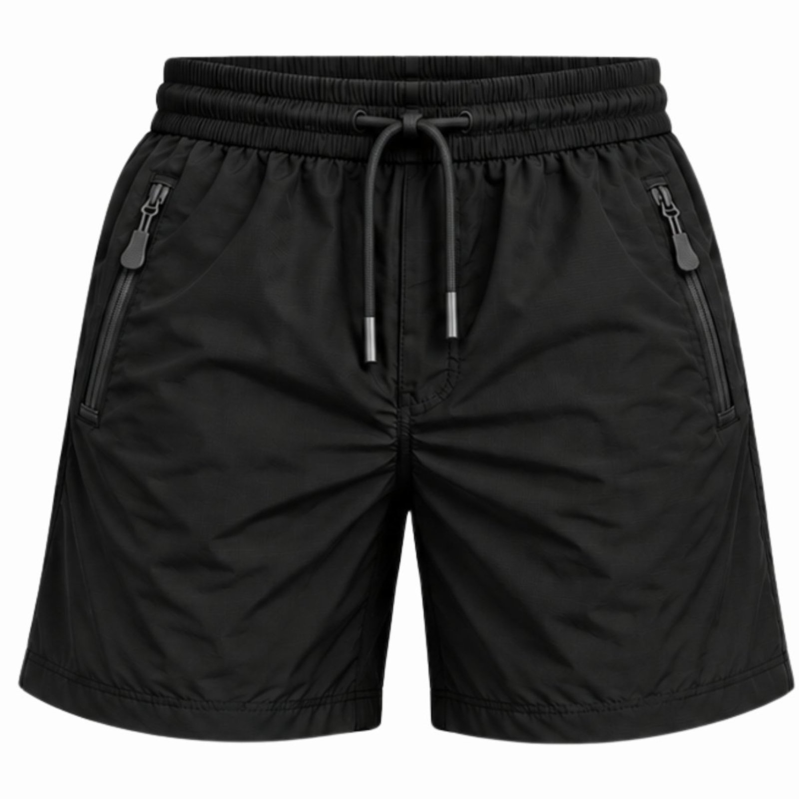 Bermuda Masculina Esportiva Poliamida com Bolsos de Zíper e Cordão Preto