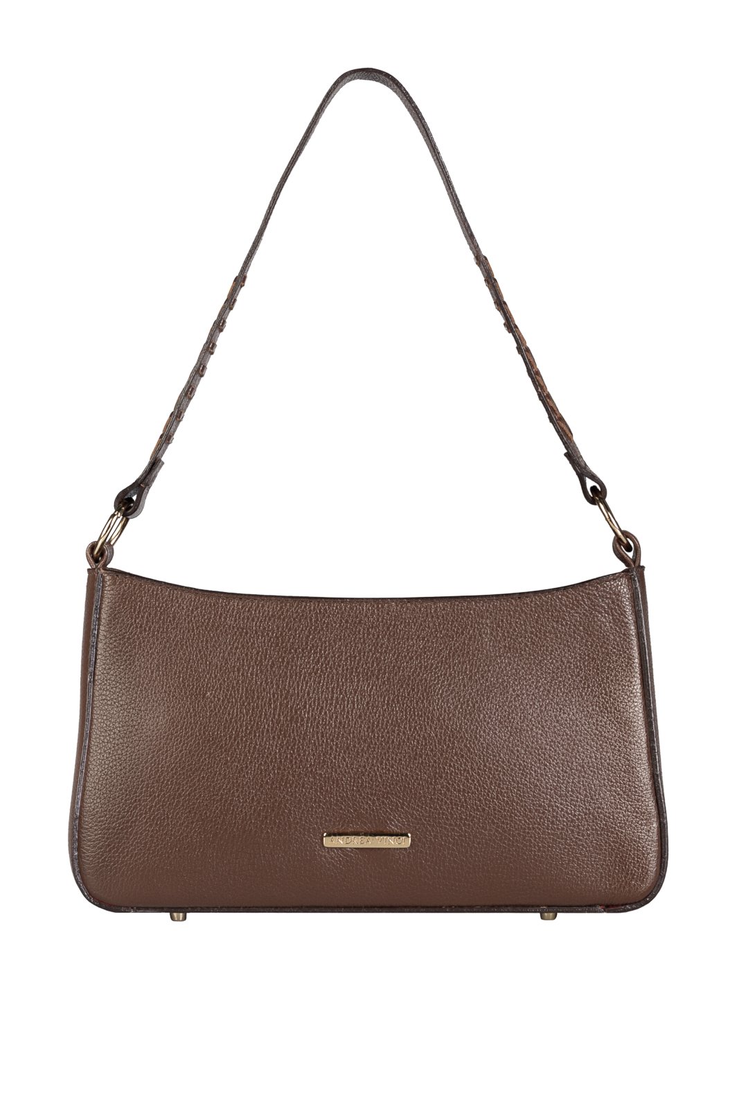 Vista 2 Bolsa de ombro em couro liso baguete Liah - Whisky vermelho vermelho