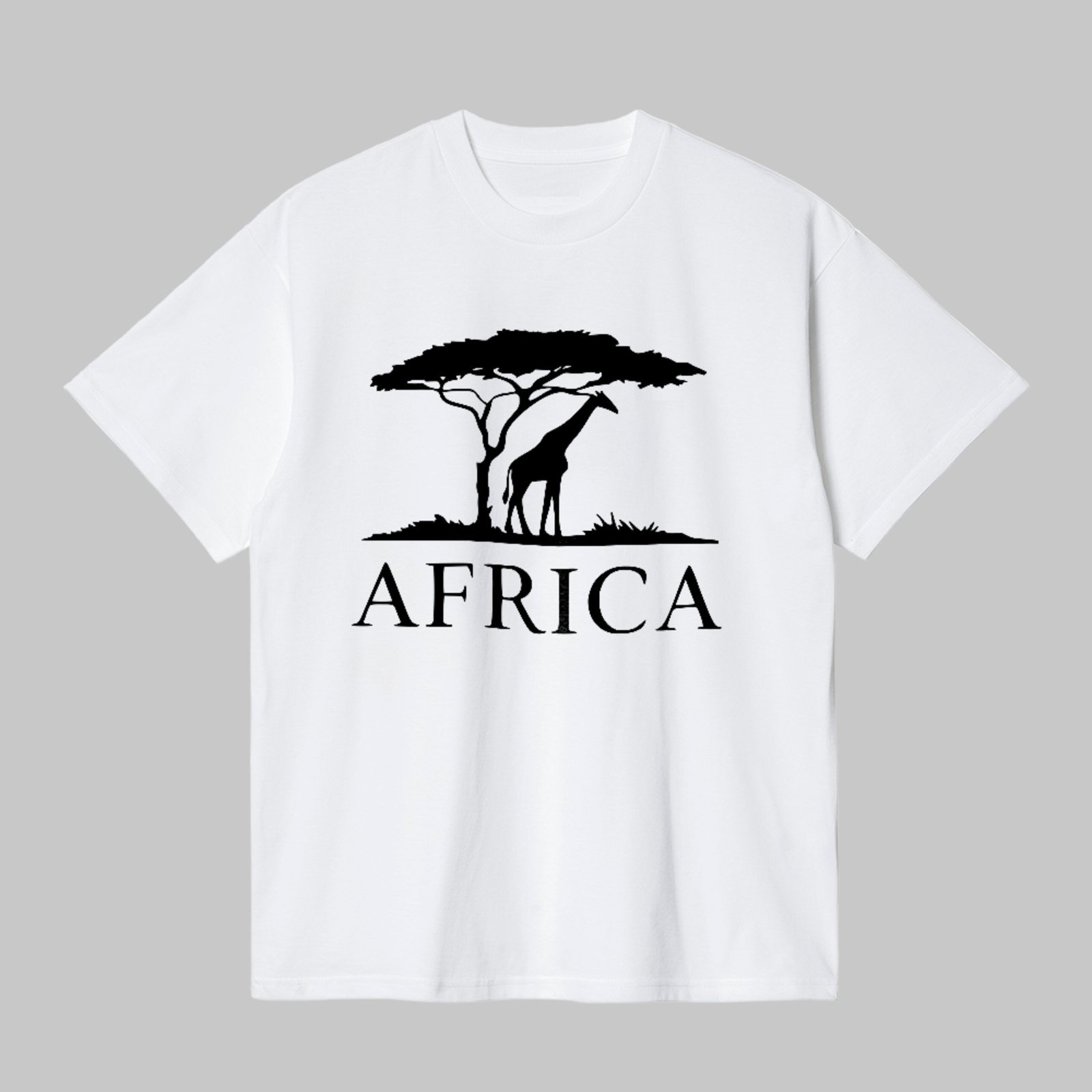 Camiseta Básica Africa Safari Girafa Estilo Minimalista Branco