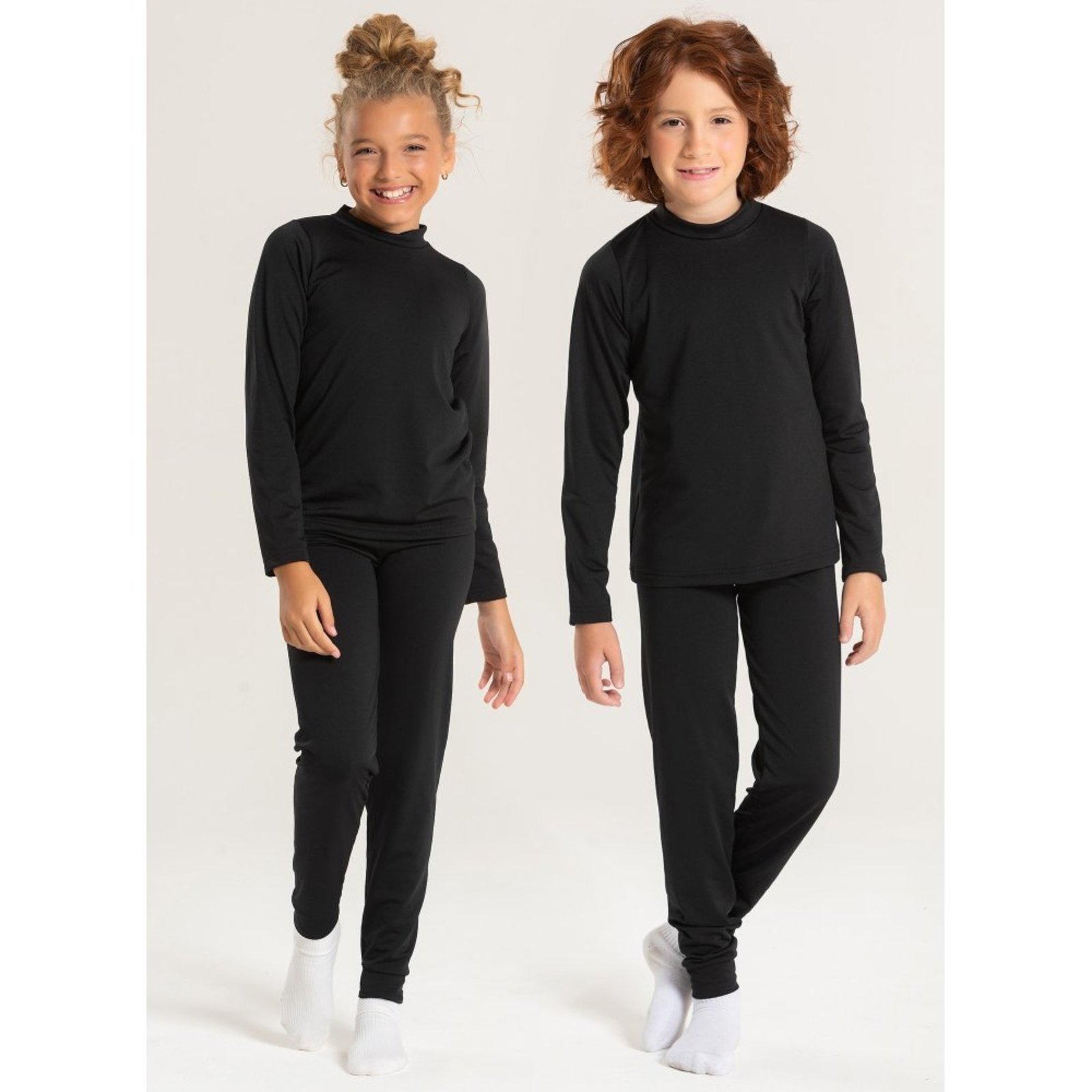 Infantil – Conjunto Inverno Unissex Preto Blusa e Calça em Tecido Térmico