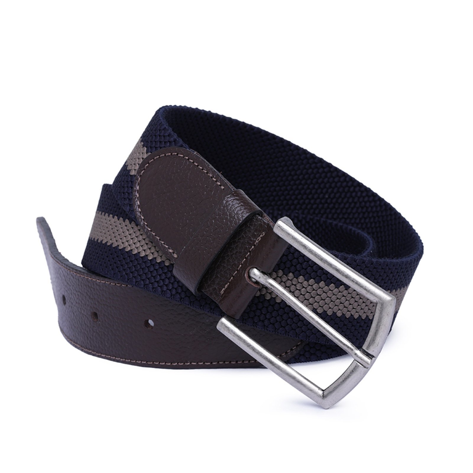 Cinto Flex Masculino em Elástico e Couro Malbork Azul e Bege EL62_42AB