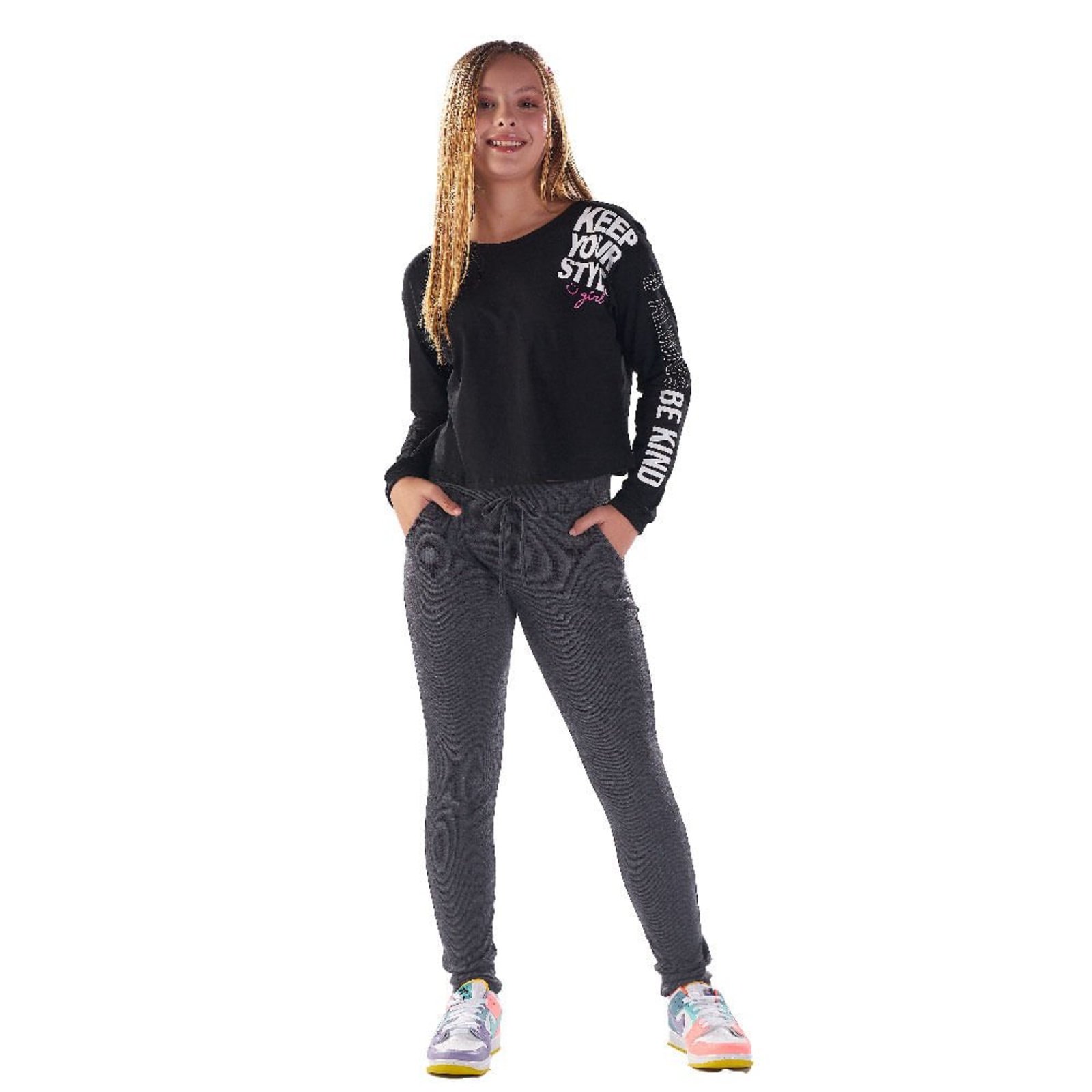 Infantil - Blusa Juvenil Menina - Preto - 49804-51