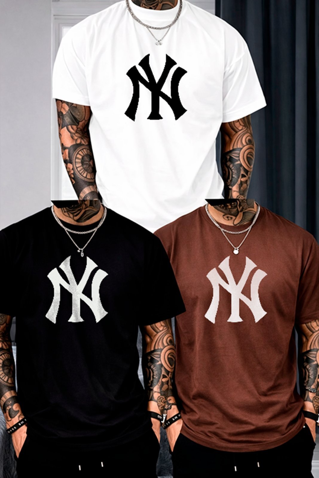 Kit 3 Camisetas Oversized Nova York Logo Street Style