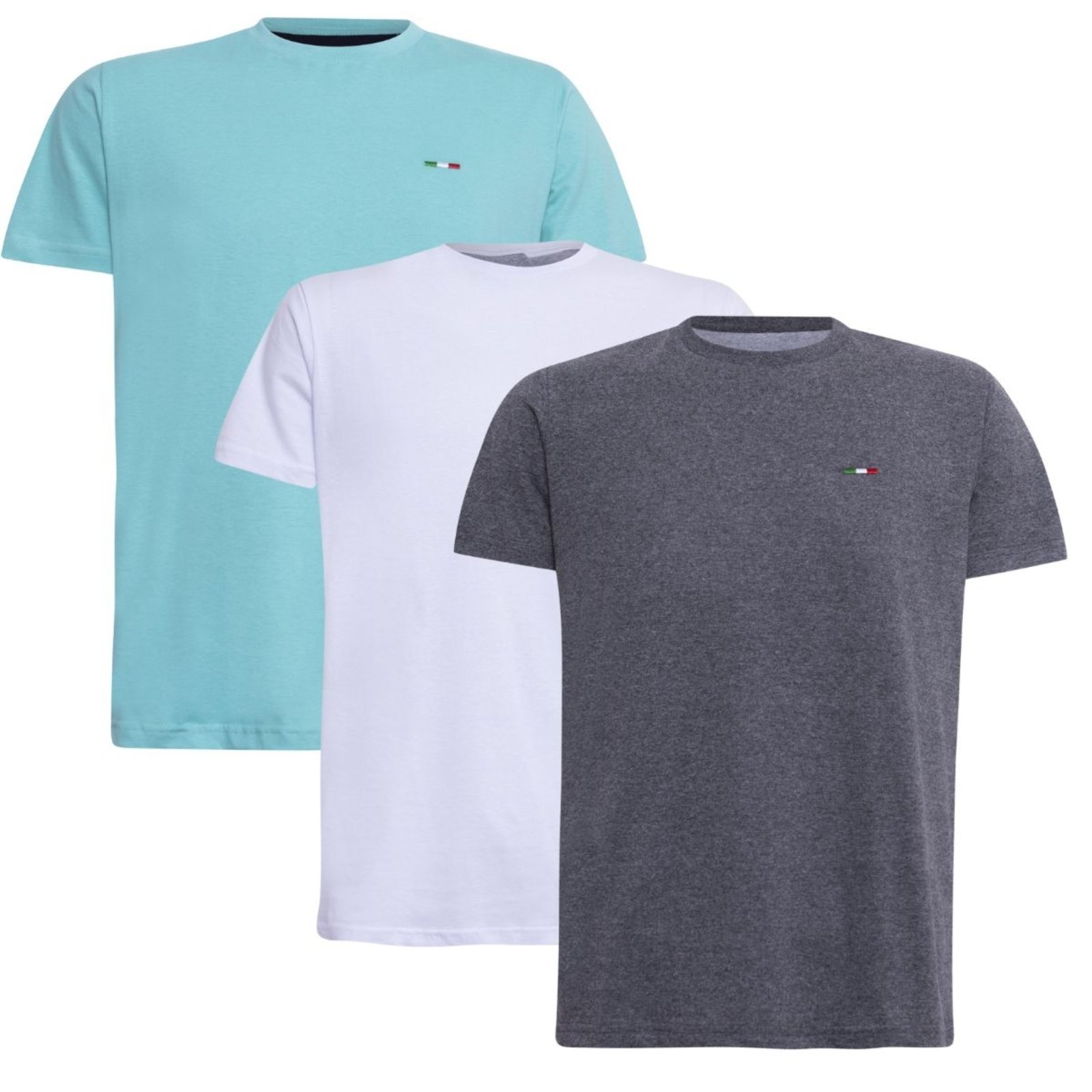 Kit 3 Peças Camisetas Básicas Masculina Industrie em Algodão Premium no Estilo Tommy Bordado Itália