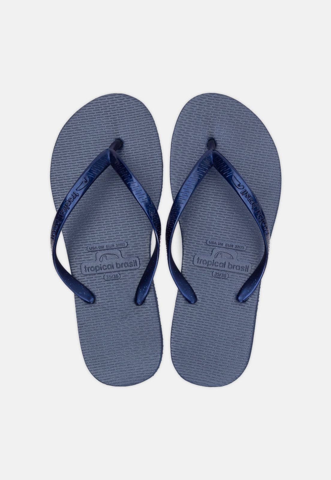 Chinelo Tropical Brasil Bi-Color Slim Azul Metalizado com Azul Marinho