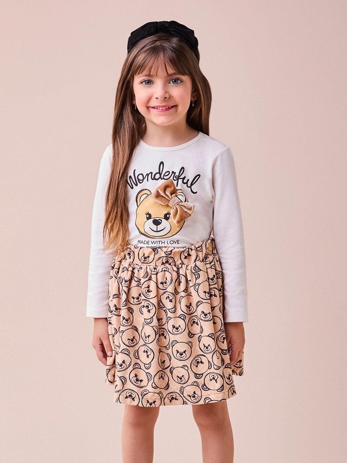 Infantil - Conjunto Bege com Monograma de Ursinho
